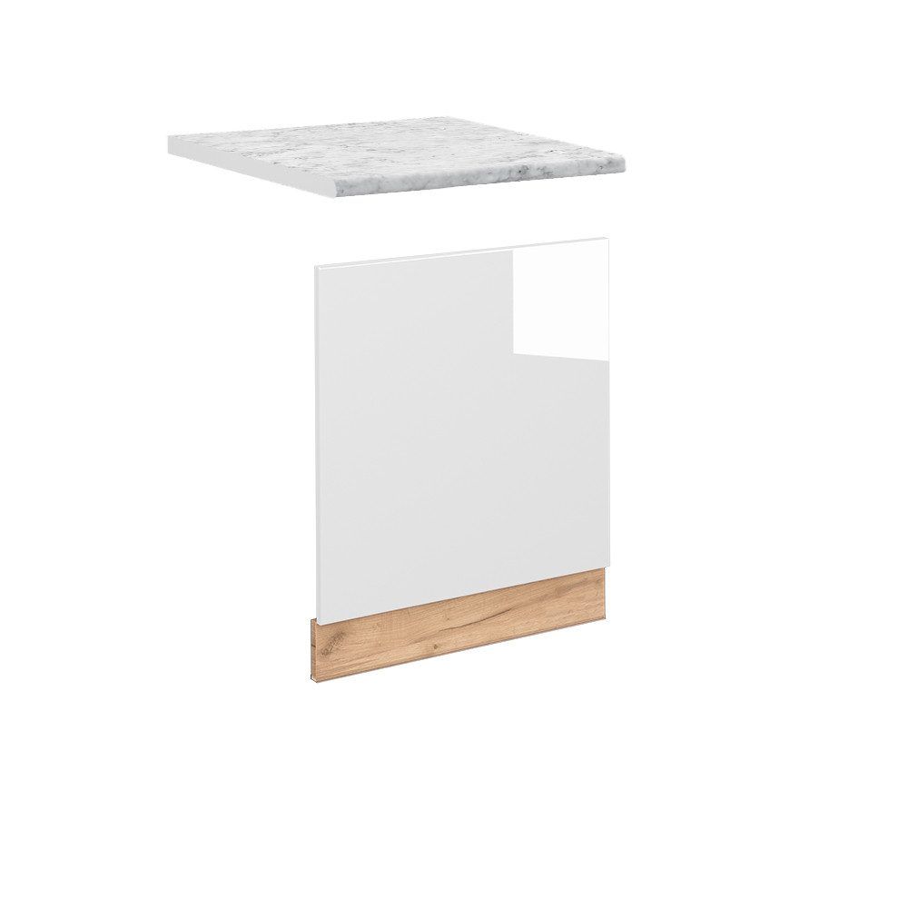 Vicco Frontblende Fame-Line, Weiß Hochglanz/Goldkraft Eiche, 60 cm, AP Marmor