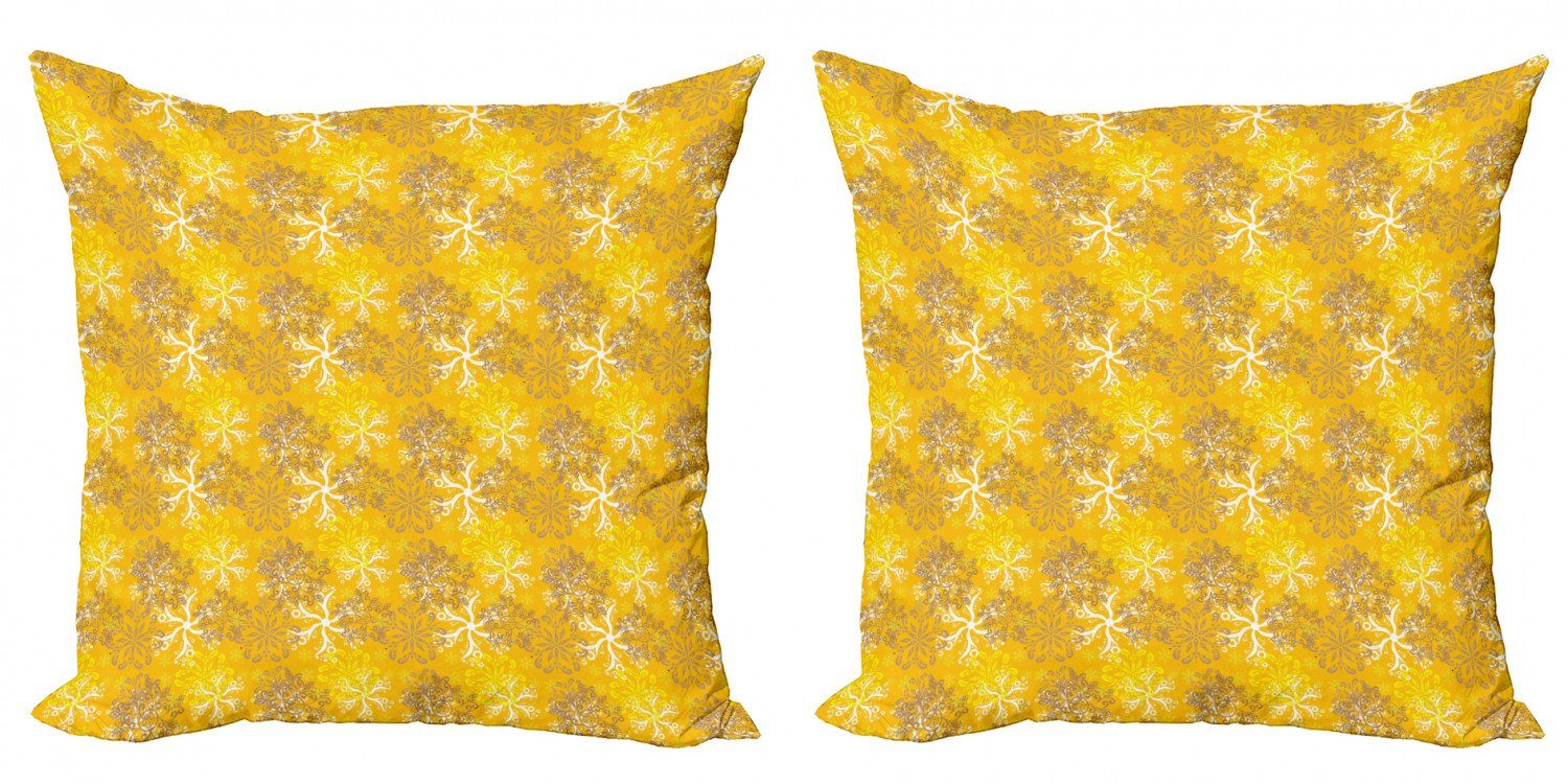 (2 Gelb Accent Modern aufwändiger Entwurf Weiß und Stück), Doppelseitiger Abakuhaus Digitaldruck, Kissenbezüge