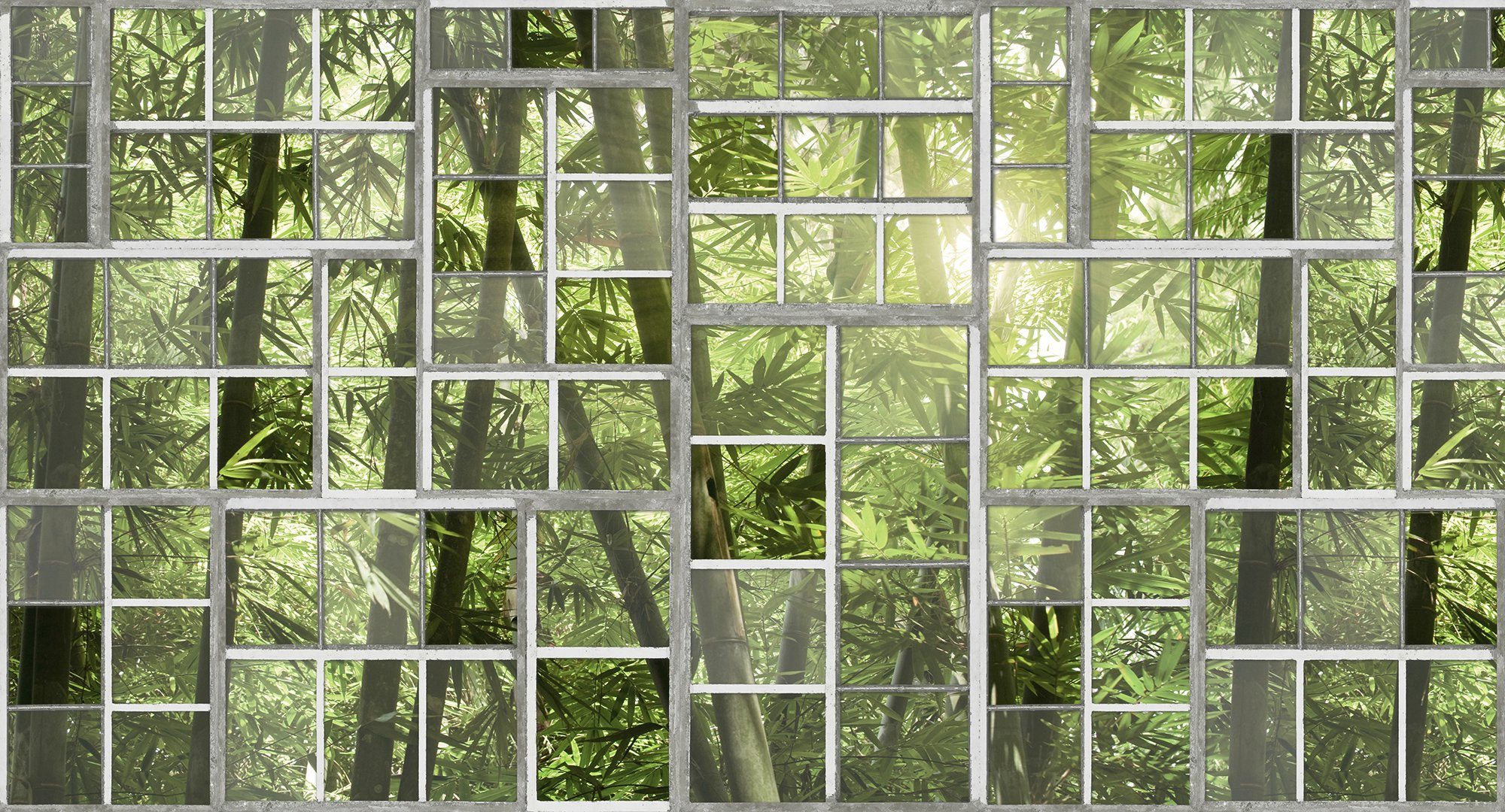 Architects Paper Fototapete Atelier 47 Perspective 3, glatt, botanisch, (5 St), Vlies, Wand, Schräge, Decke dunkelgrün/hellgrau/dunkelbraun