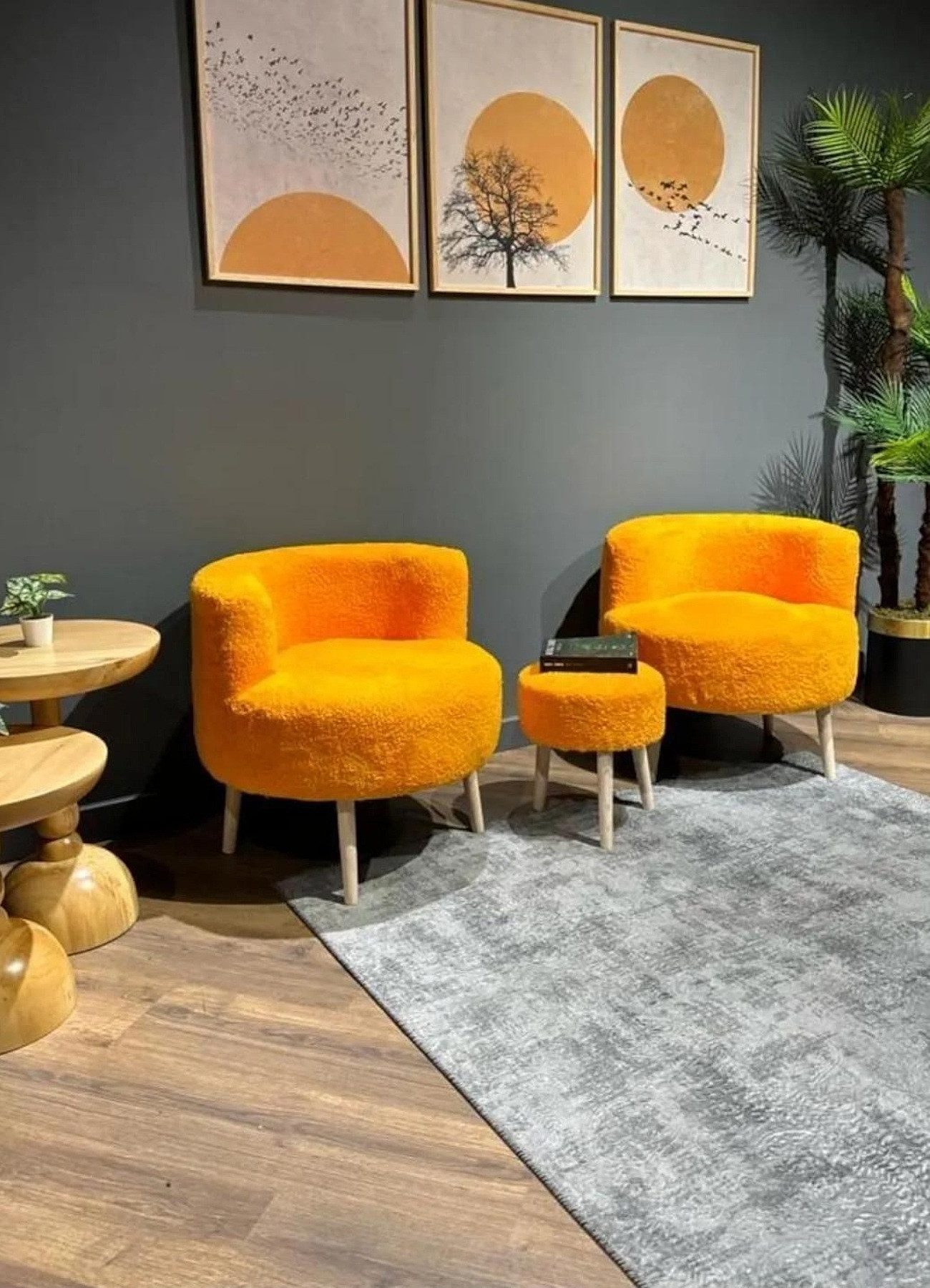 fashionshowcase Loungeset Boucle 3-teilig modern Skandi Design 2 Sessel & Hocker weich gemütlich, (3-tlg), Modernes Design in verschiedenen Farben