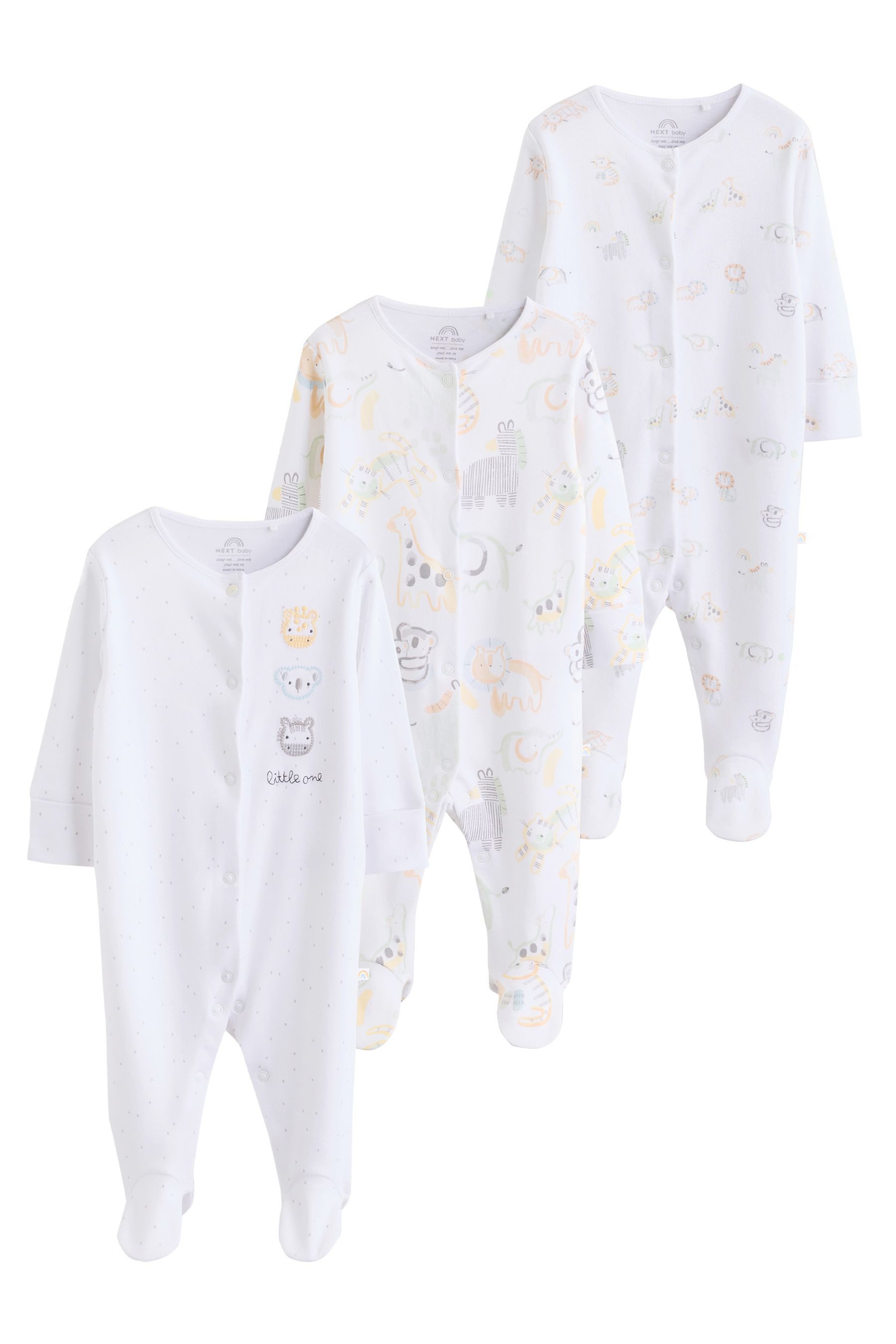 Next Schlafoverall Gerippte Babyschlafanzüge, 3er-Pack (3-tlg)