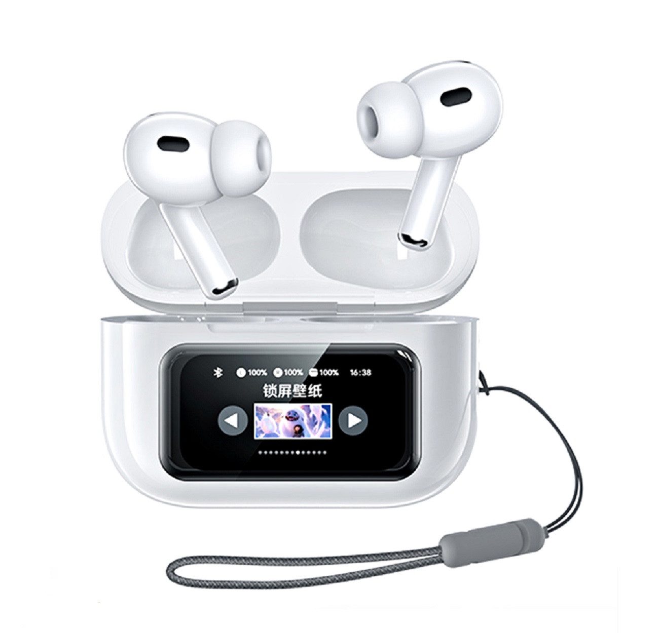 Remax TWS Bluetooth 5.4 Touch Control In-Ear-Kopfhörer ANC, W30N, Weiß Bluetooth-Kopfhörer (Bluetooth, ANC, ENC, Vollfarb-LCD-Touchscreen)