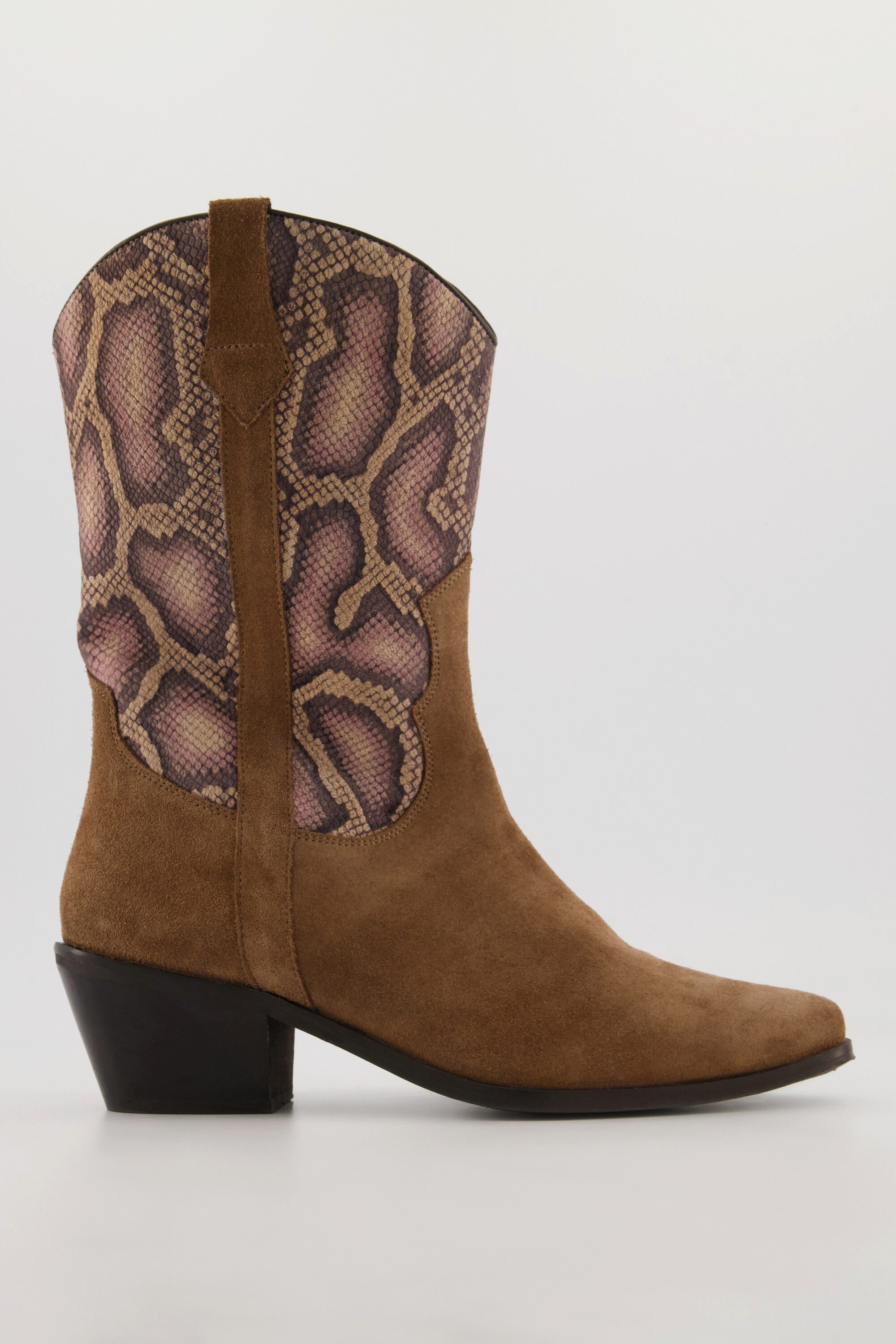 Ulla Popken Leder-Western-Stiefeletten Veloursleder Weite H Stiefel günstig online kaufen