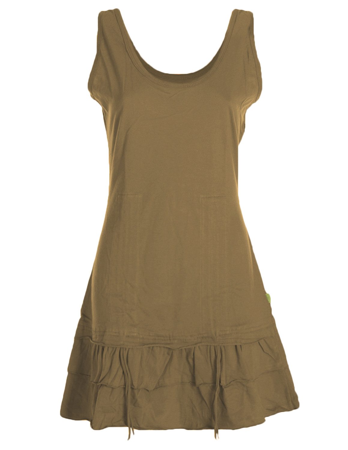 Vishes Minikleid Damen Baumwolle Trägerkleid Raffung Volant Verstellbar ...