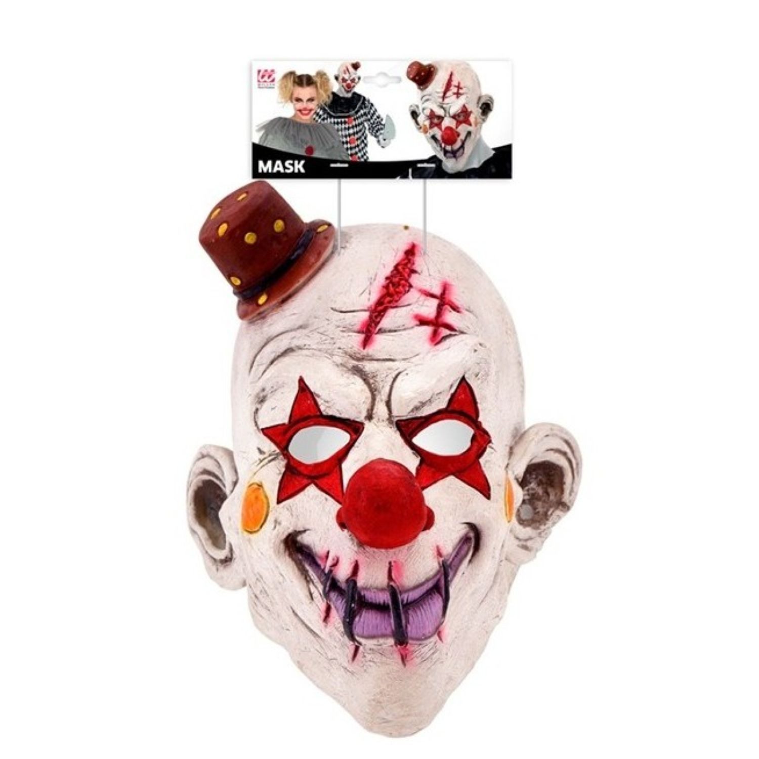 Widmann S.r.l. Verkleidungsmaske Halloween Maske Horror 'Killerclown mit Minihut'