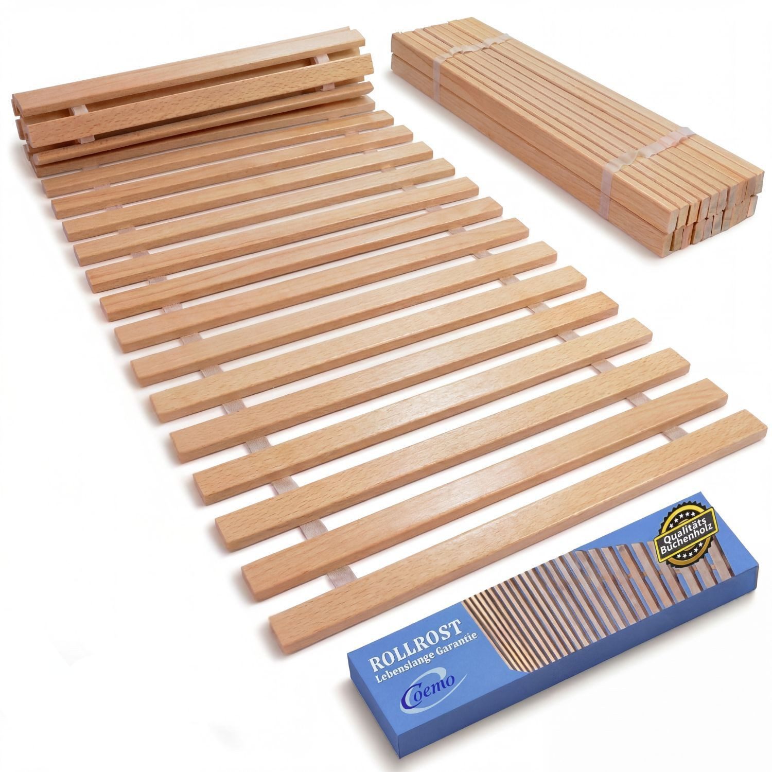 Rollrost, Coemo, Kopfteil nicht verstellbar, Fußteil nicht verstellbar, Rollrost 80x200, 25 Leisten extrem stabil. Reduzierter Preis € 54,99. Unverbindliche Preisempfehlung € 89,99