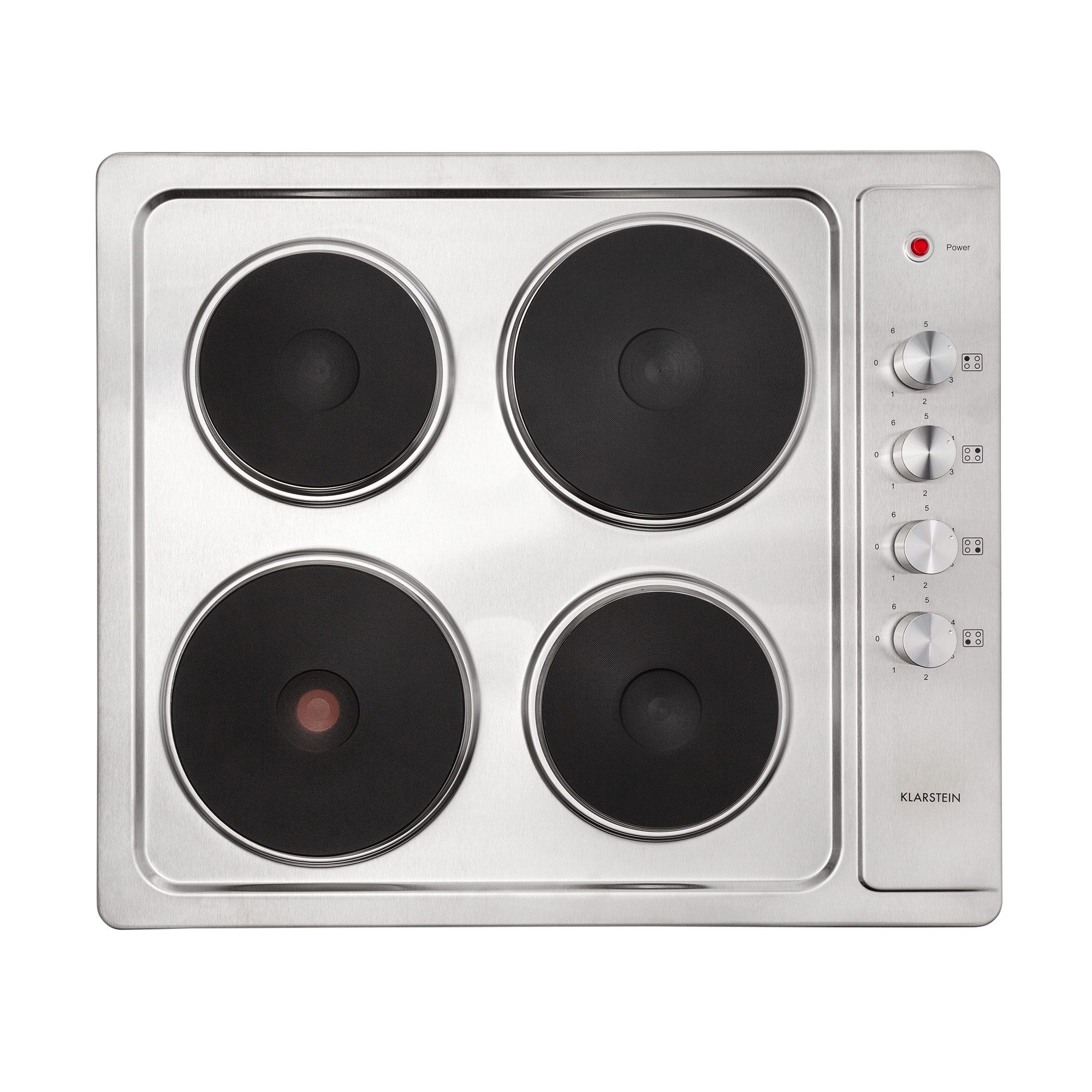 Klarstein Elektro-Kochfeld Appetito 4 Elektrokochfeld 4 Platten 5500W 6 Stufen Edelstahl Regler, Glaskeramik-Kochfeld 4 Zonen 5500W mit Drehregler & Restwärme