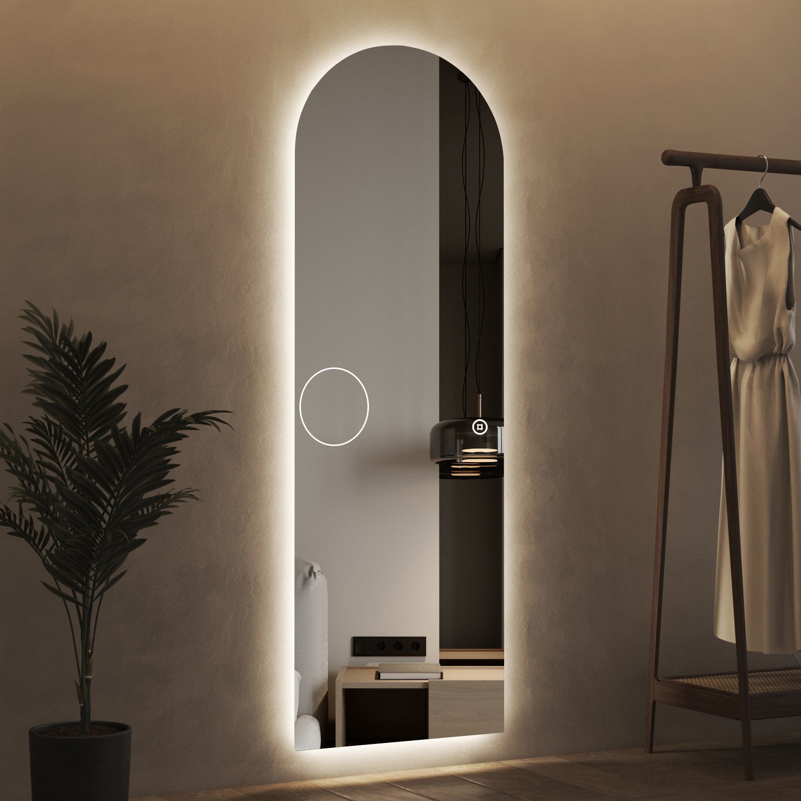 Spiegel groß mit 10x Lupe LED Beleuchtung Ganzkörperspiegel Wand 150x50