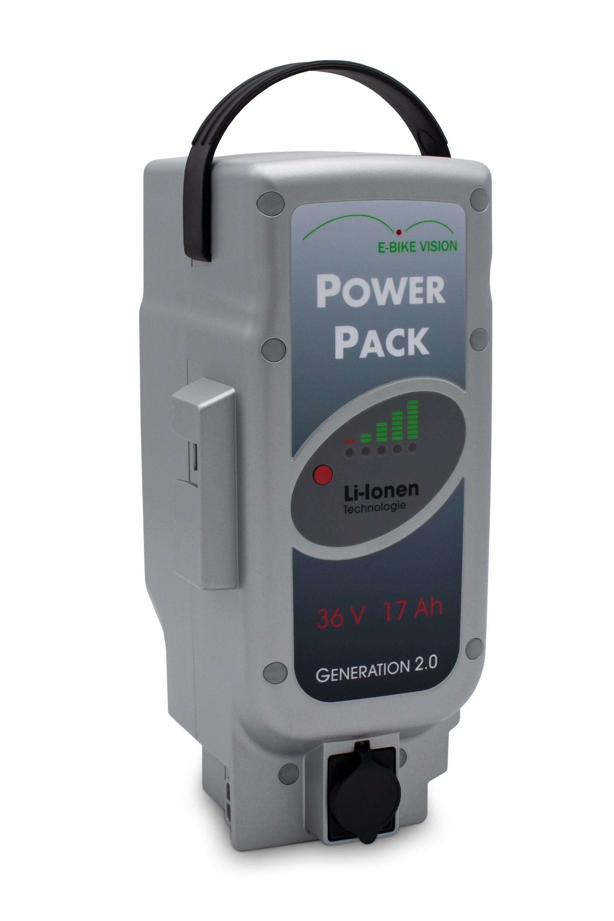 kraftmax E-Bike Vision Power Pack Akku für Panasonic 36V / 17Ah / 612WH -UR Akku 17000 mAh (36 V V, 1 St), Lithium-Ionen-Technologie
