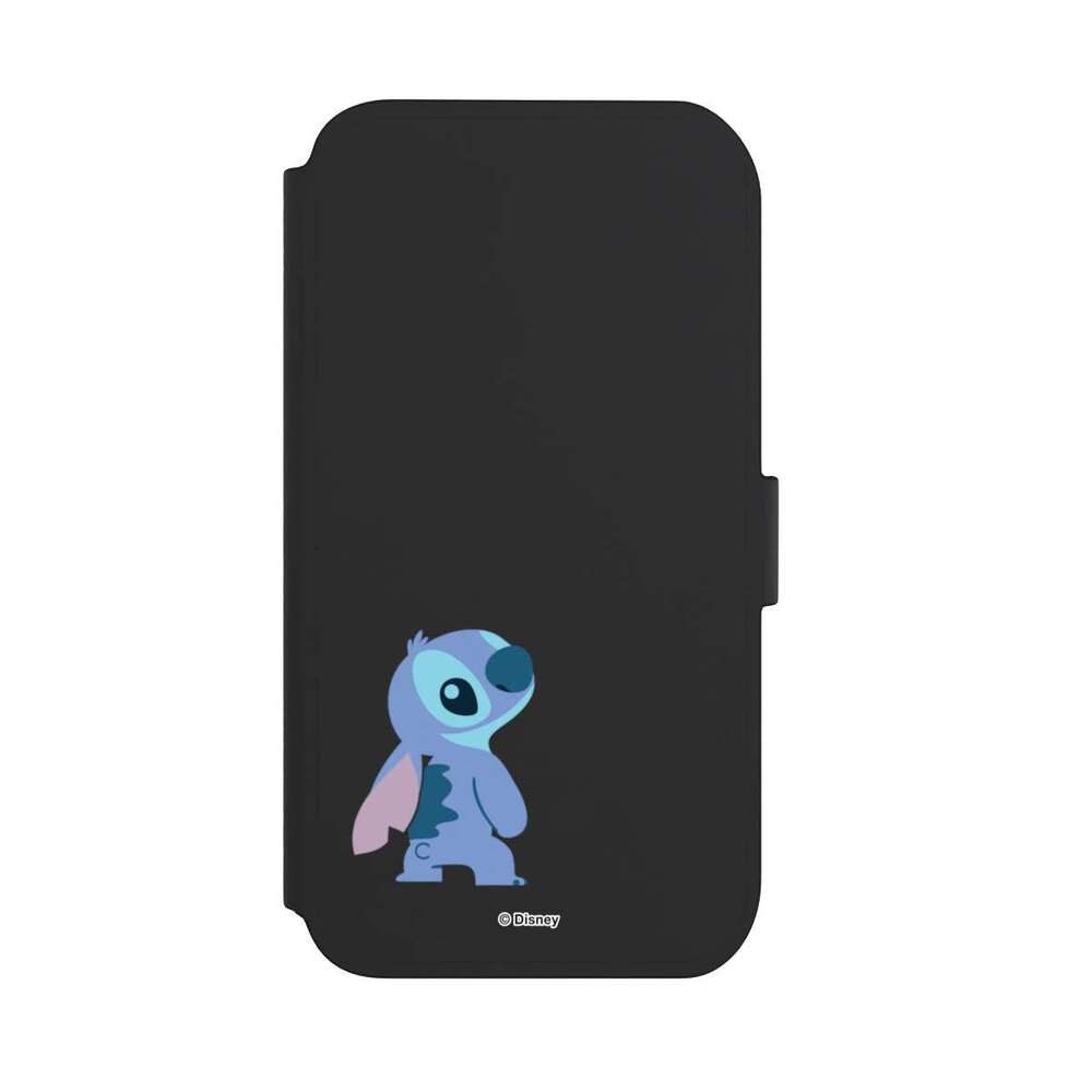 NIVOCASE Handyhülle Lilo & Stitch Fanartikel Disney Stitch Smiling, Apple iPhone 11 Klapphülle Handyhülle aus Kunst Leder NIVOflip schwarz