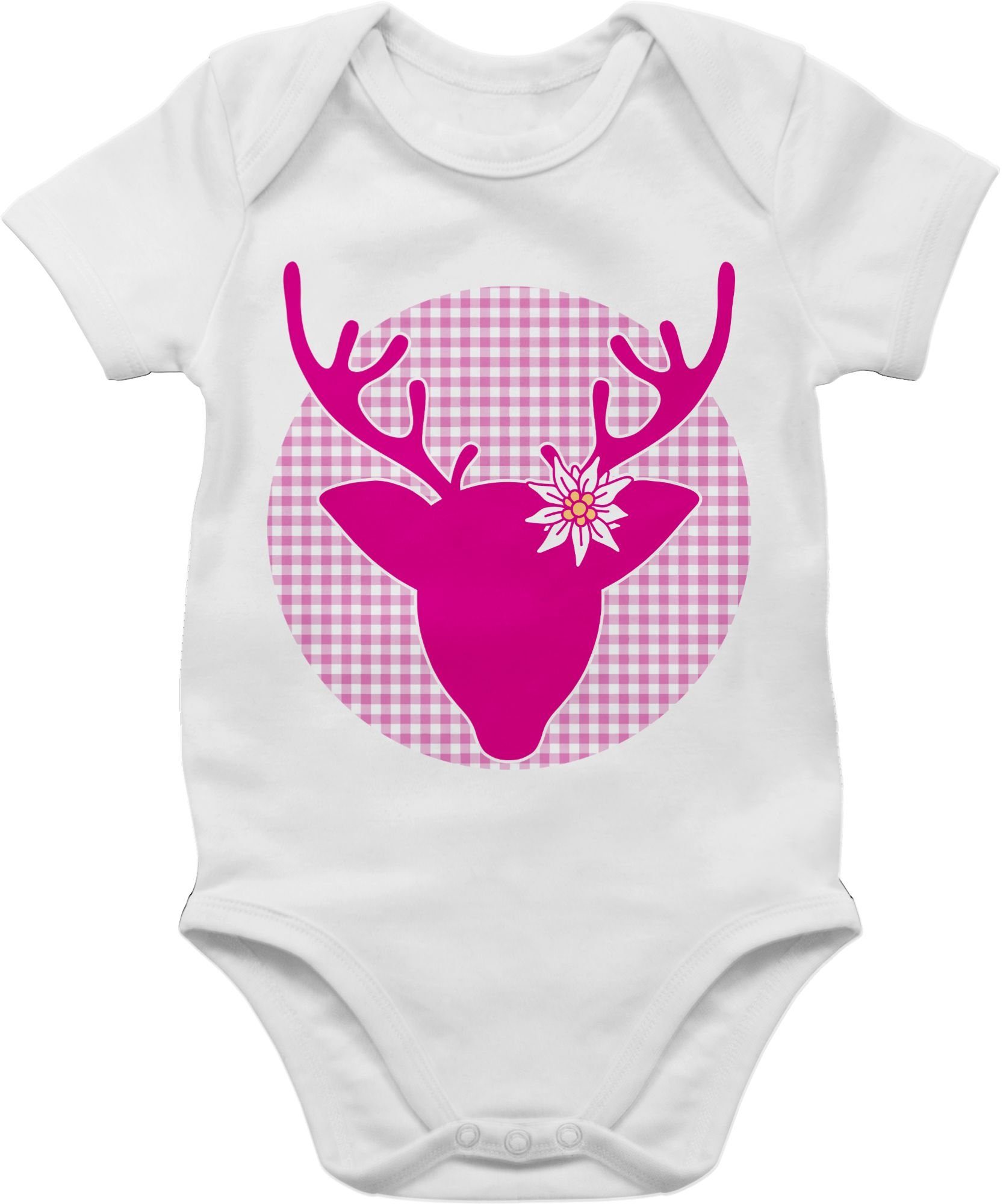 Shirtracer Shirtbody Hirsch Edelweiß Mode für Oktoberfest Baby Outfit