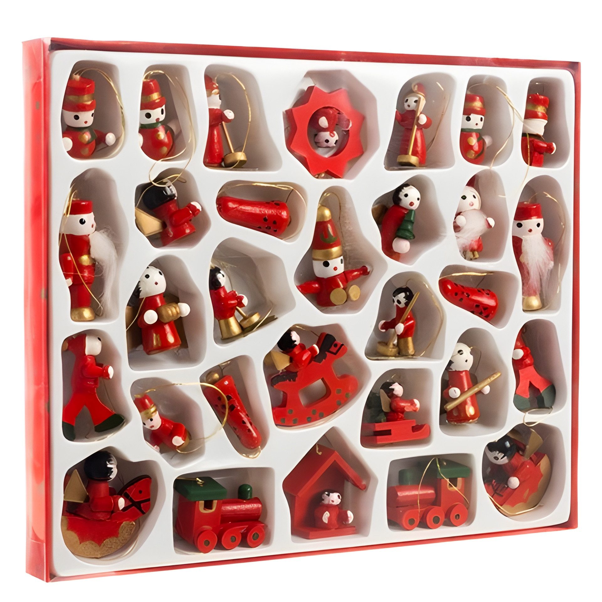 Ruhhy Weihnachtsbaumkugel Holzanhänger Weihnachtsdeko Weihnachts Anhänger (30 St), Leicht, bruchsicher, 30-teilig, verschiedene Weihnachtsmotive