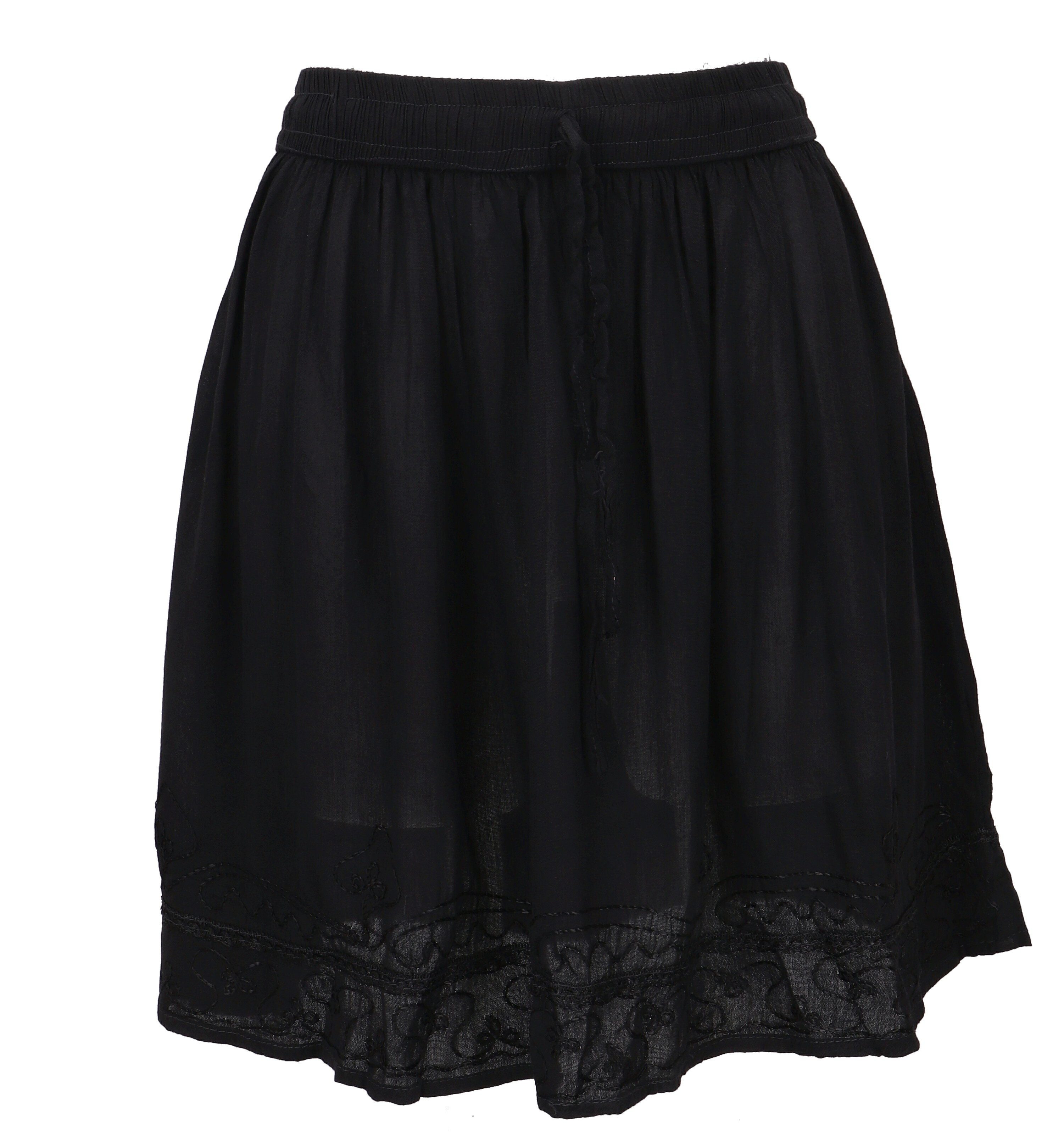 Guru-Shop Minirock Bestickter Boho Minirock - schwarz Modell 1 alternative Bekleidung