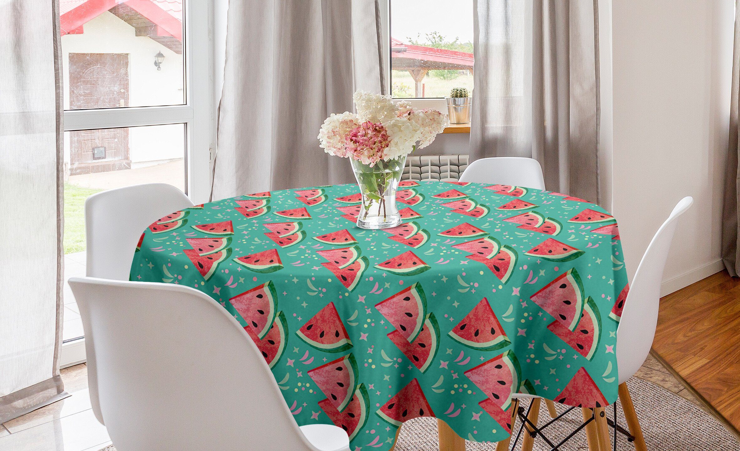 Wassermelone Kreis Tischdecke Frucht-Scheiben Esszimmer Tischdecke Abdeckung Dekoration, Küche Formen und Abakuhaus für