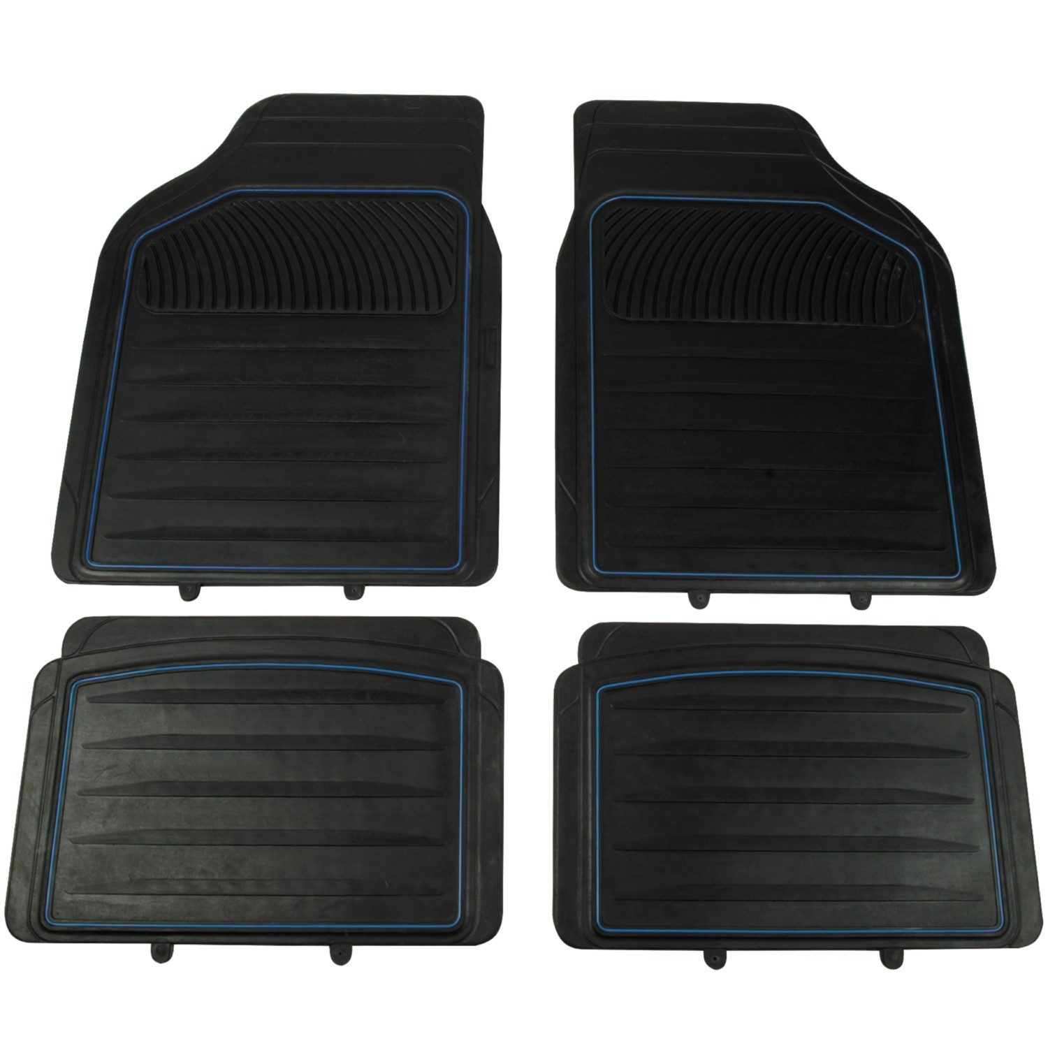 Cartrend Universal-Fußmatten Automatten Set Gummi 4-teilig Schwarz/Blau (4 St), für Universal Universell Universal, Universal Gummimatten Fußmatten Auto PKW KFZ Matten Gummifußmatten