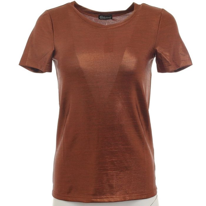 YESET T-Shirt Damen T-Shirt Glitzer kurzarm Bluse Tunika bronze Gr. 34 373497