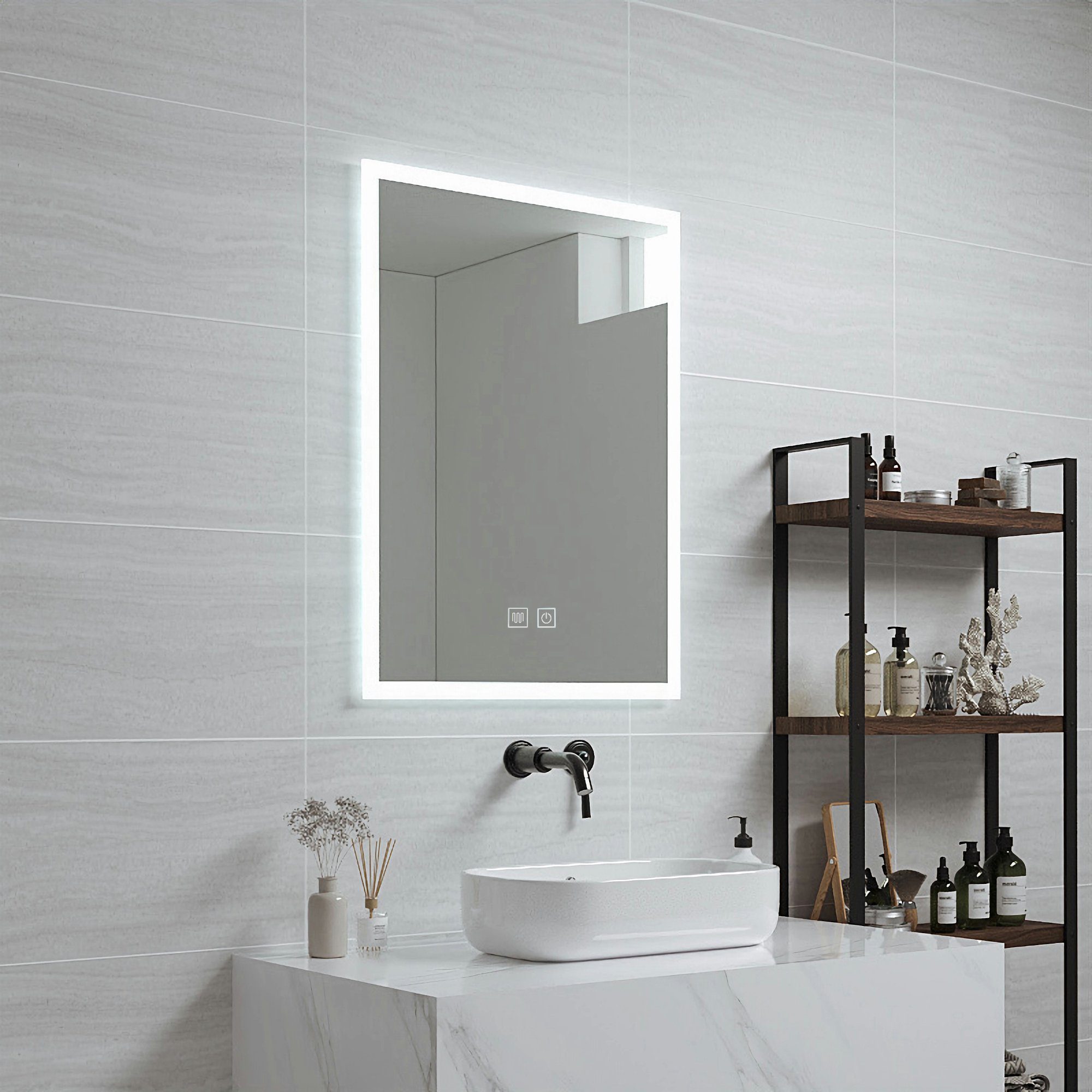 x pro.tec mit Weiß Badspiegel, 120 45 cm Aluminiumrahmen »Scafa« LEDs 60