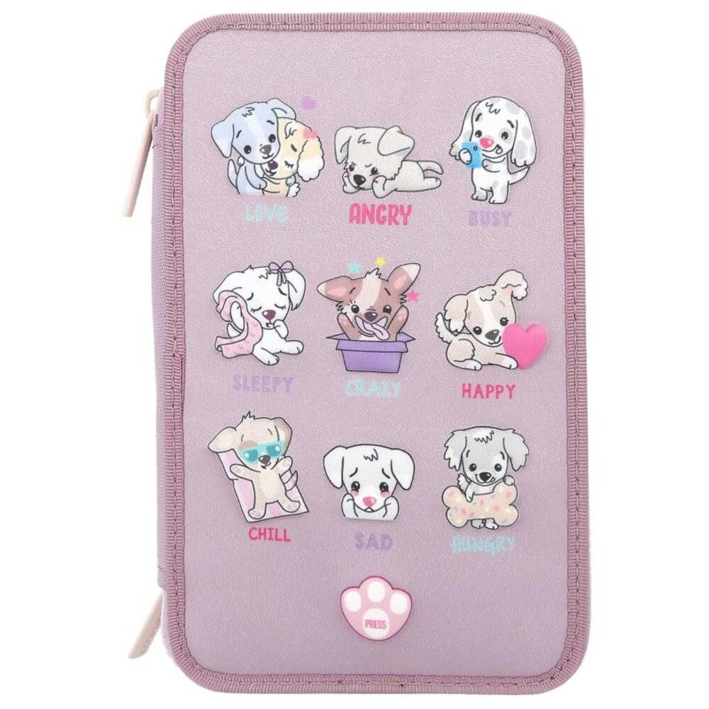 Depesche Federmäppchen TOPModel 3-Fach Federtasche LED Hunde mit Stifte, (1-tlg)