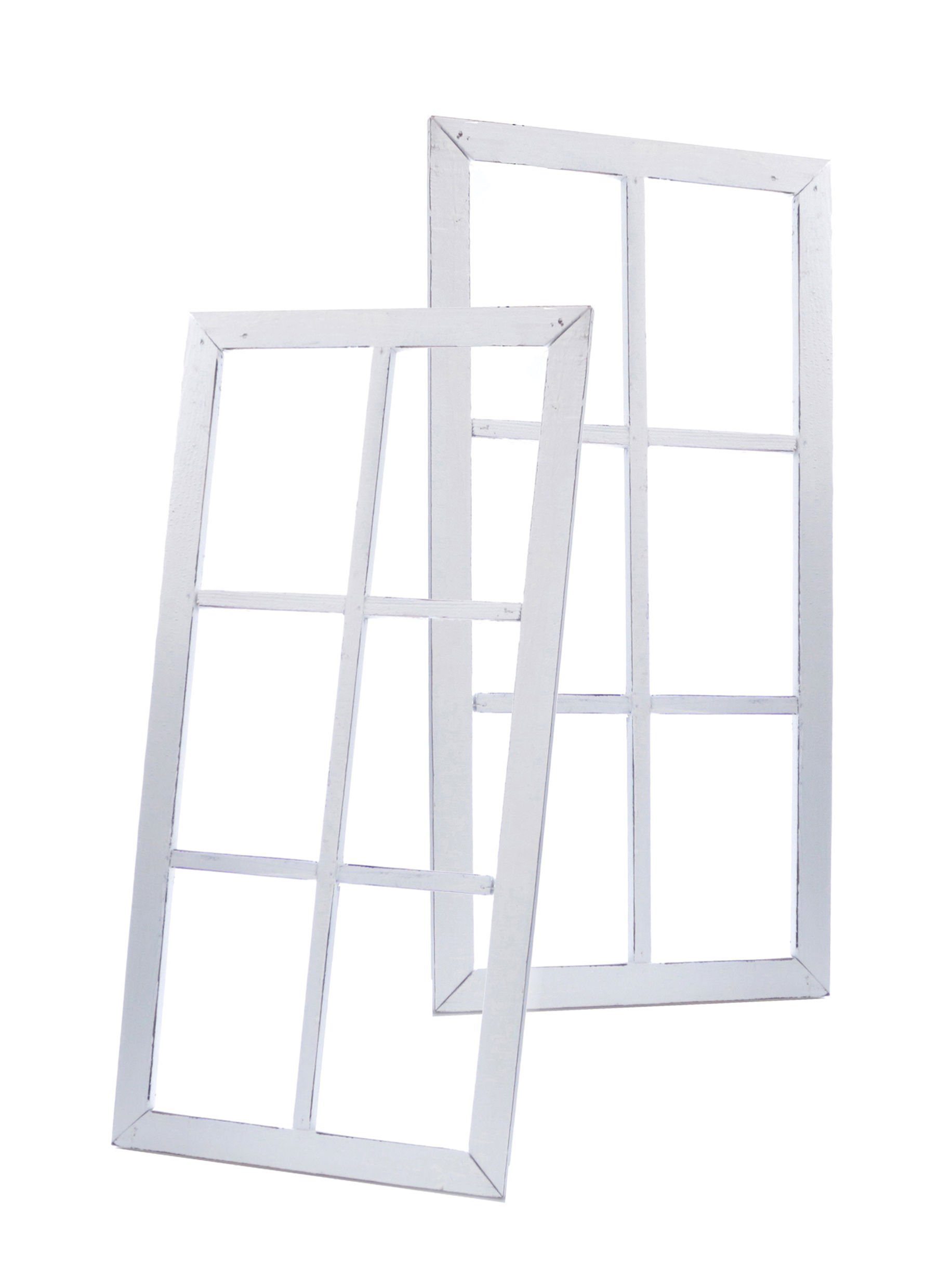 Spetebo Wanddekoobjekt Deko Fensterrahmen aus Holz shabby weiß (Set, 2 St., 2er-Set), Holzrahmen zum Hängen