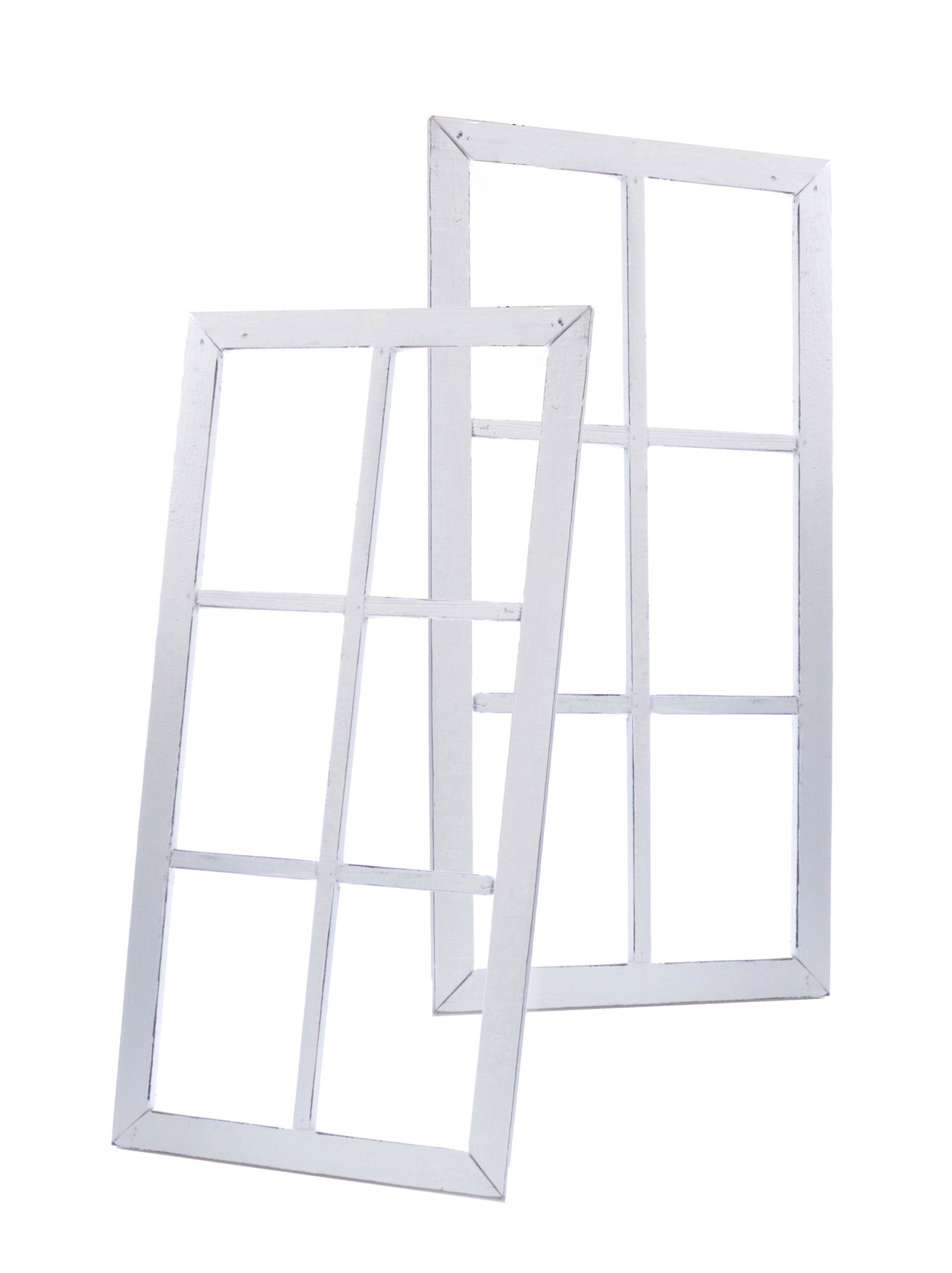 Spetebo Wanddekoobjekt Deko Fensterrahmen aus Holz shabby weiß (Set, 2 St., günstig online kaufen