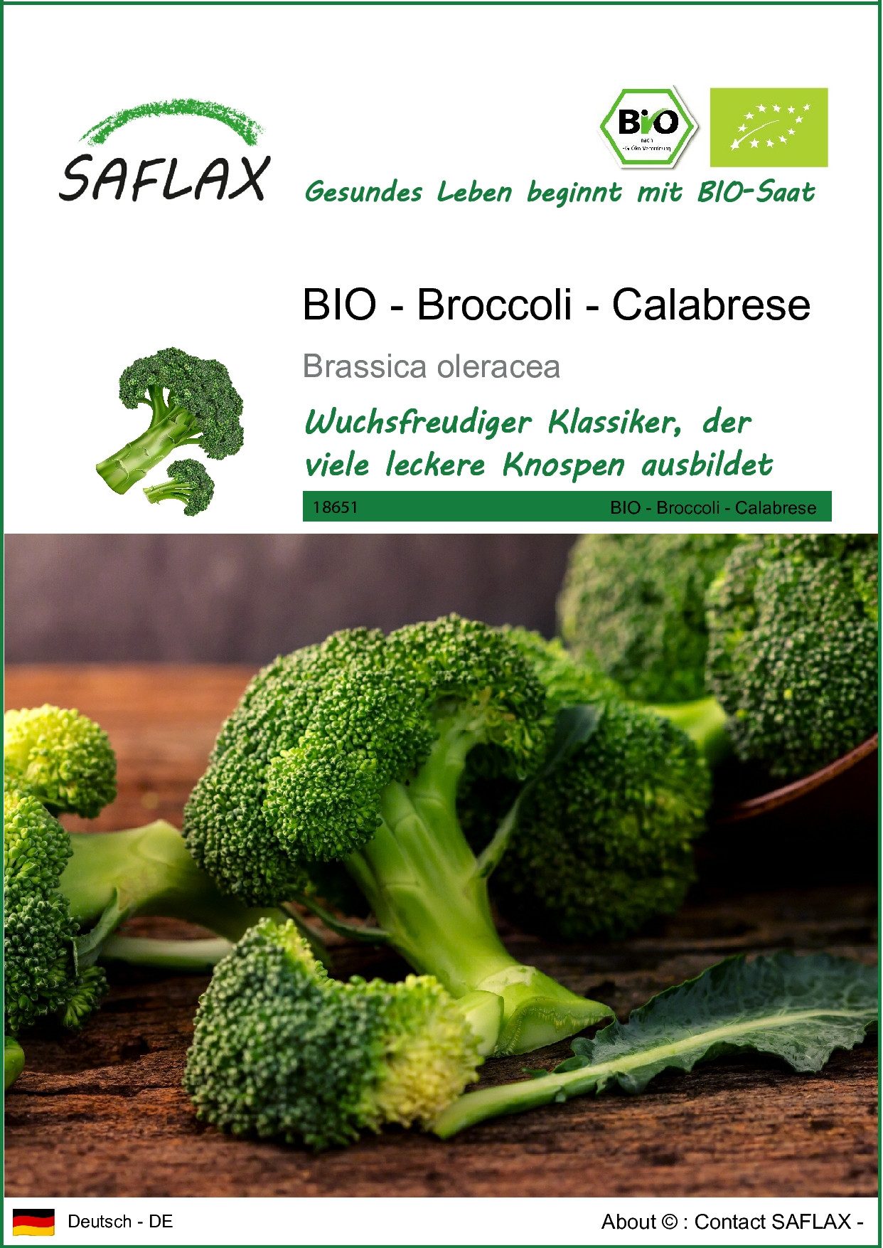 Gemüsesamen SAFLAX - Samen - BIO - Broccoli - Calabrese