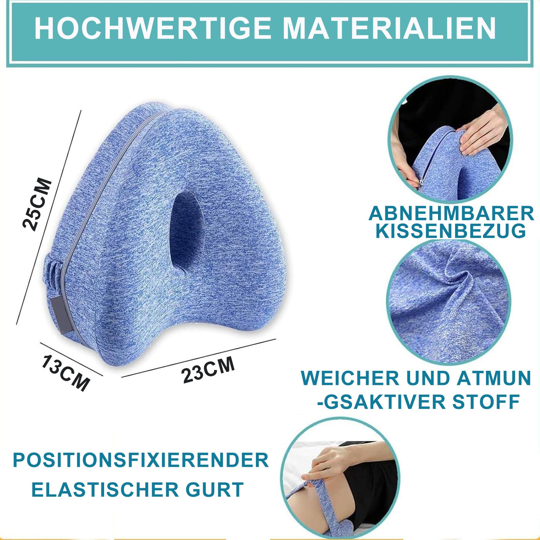 Mutig Balancekissen Kniekissen für Seitenschläfer 2 Stück,Ergonomisches Lagerungskissen, Memory-Schaum für Rücken-/Hüft-/Gelenk- und Ischiasschmerzlinderung