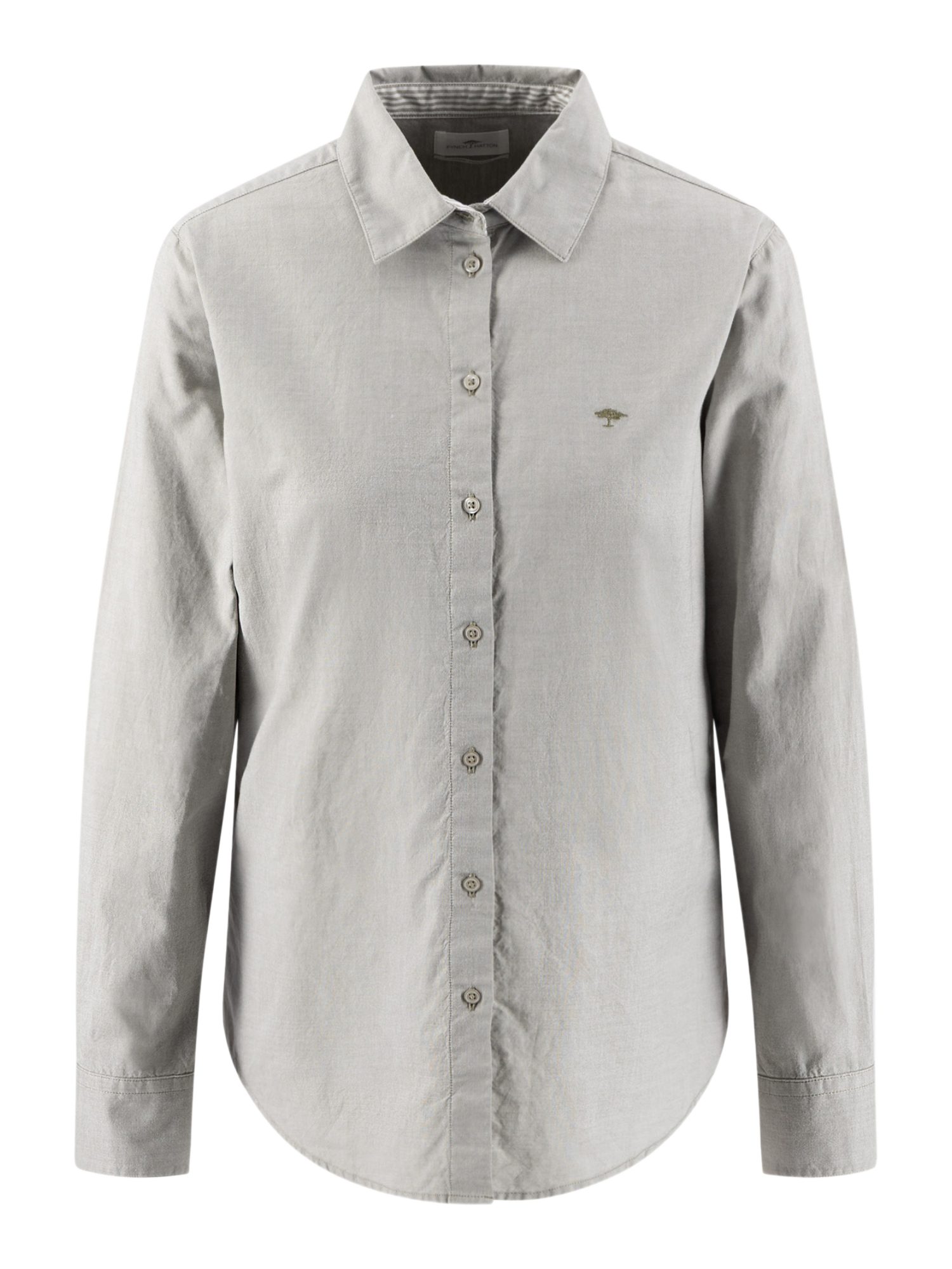 FYNCH-HATTON Langarmbluse grau,Casual,Baumwolle,Unifarben,Hemdblusenkragen,Langarm,Loose Fit
