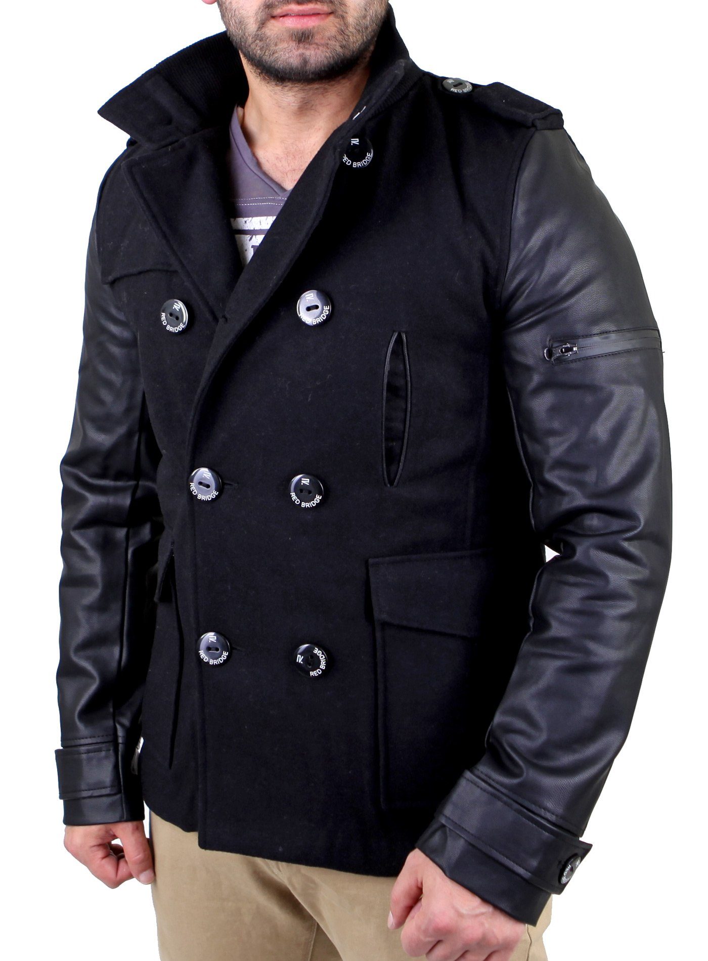Winterjacke Redbridge Mantel Herren Material-Mix Jacke Kurz- Mantel RB-41485
