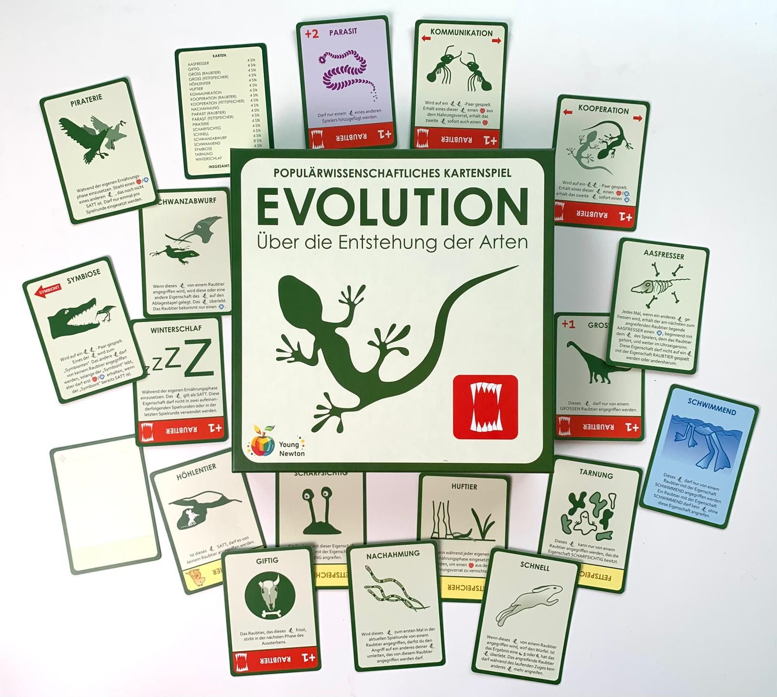 Young Newton Spiel Evolution - über die Entstehung der Arten. Strategisches Brettspiel, Familienspiel, Strategiespiel, Gesellschaftsspiel, edukatives Spiel