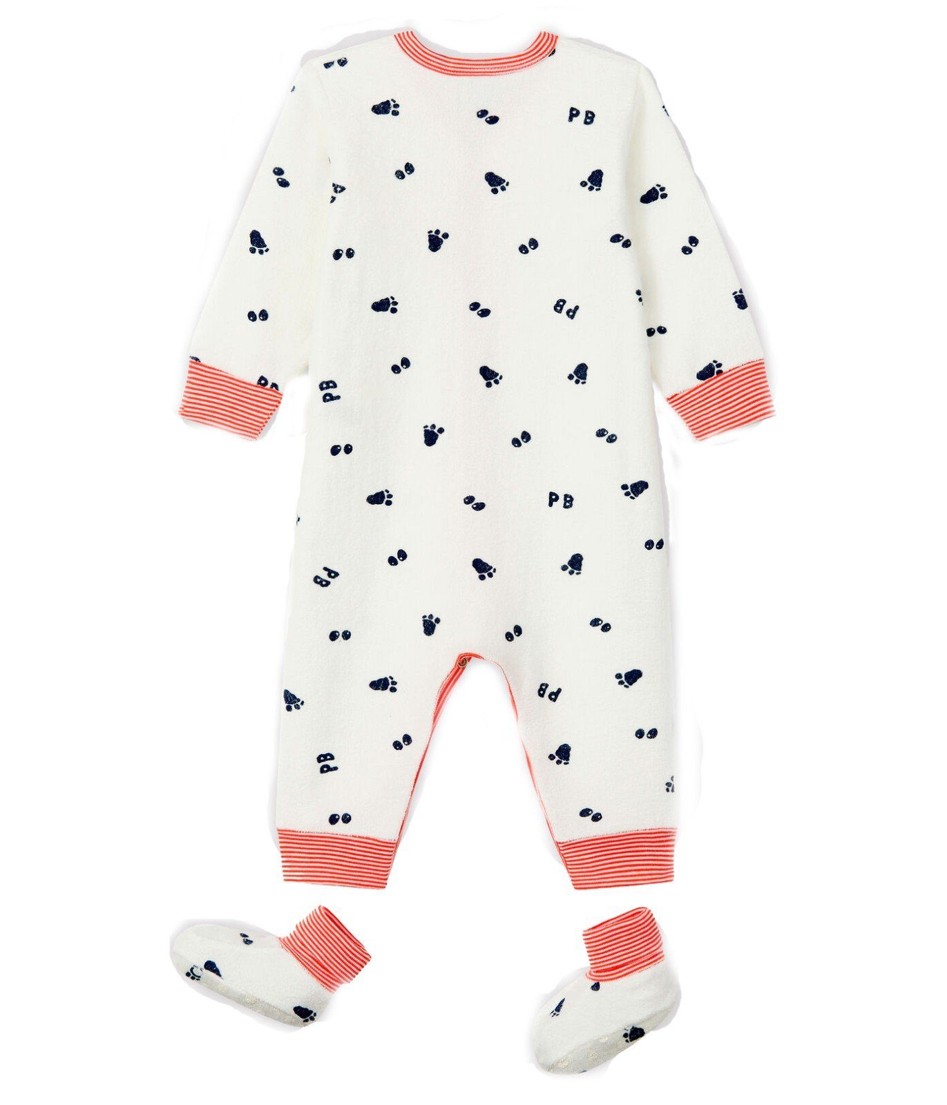 Petit Bateau Wickelbody Petit Bateau Frottee Anzug mit Schühchen allover Footprin