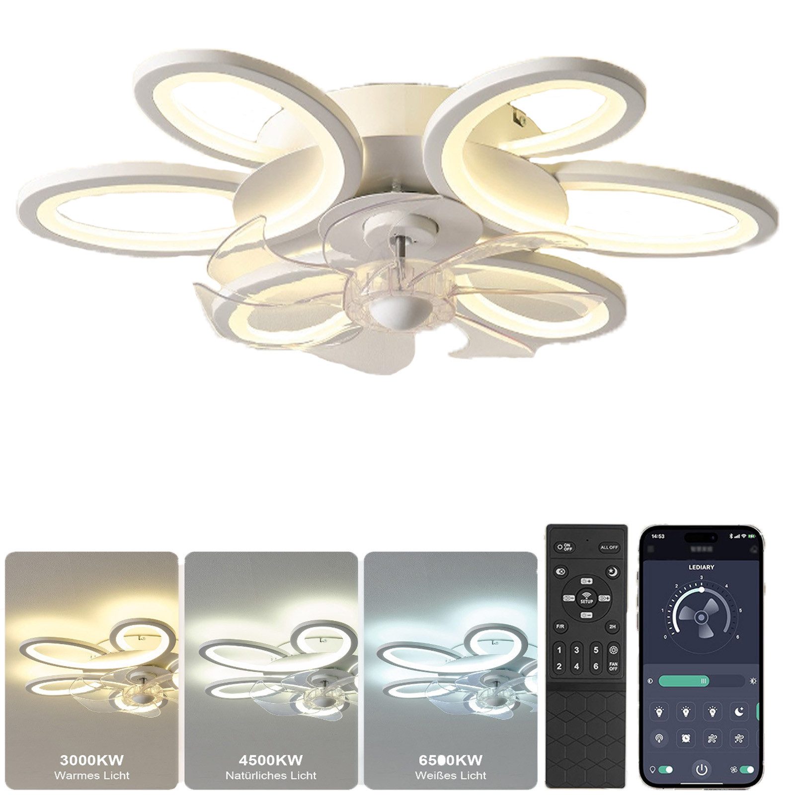 MUPOO Deckenventilator Deckenlampen mit Ventilator 6 günstig online kaufen