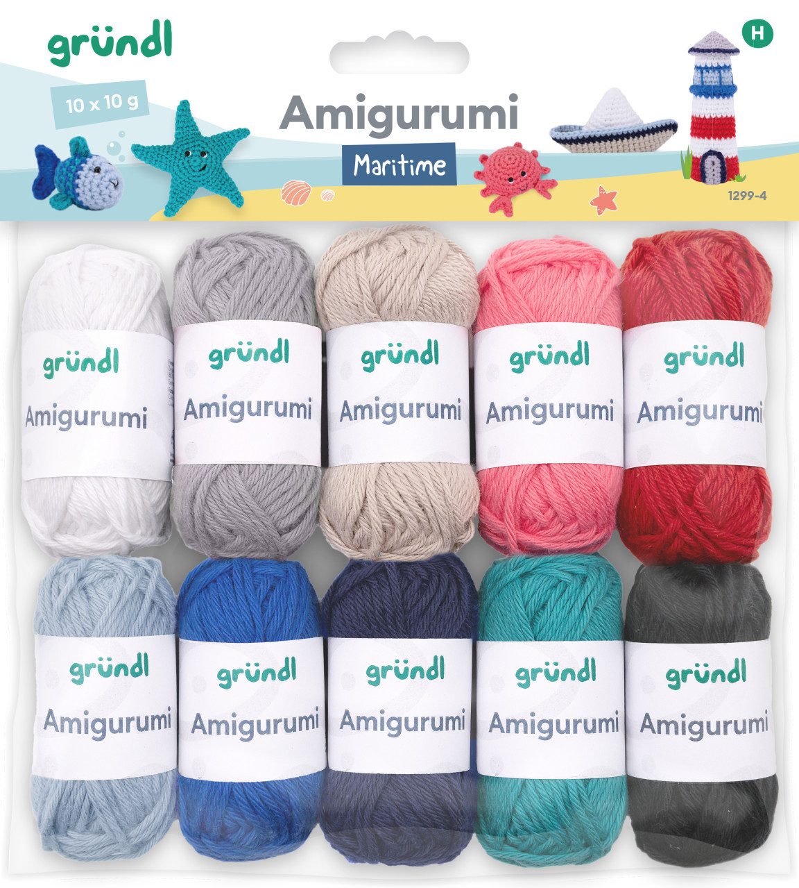 Gründl Bastelnaturmaterial Gründl Baumwollgarn Maritime Amigurumi 10 x 10 g