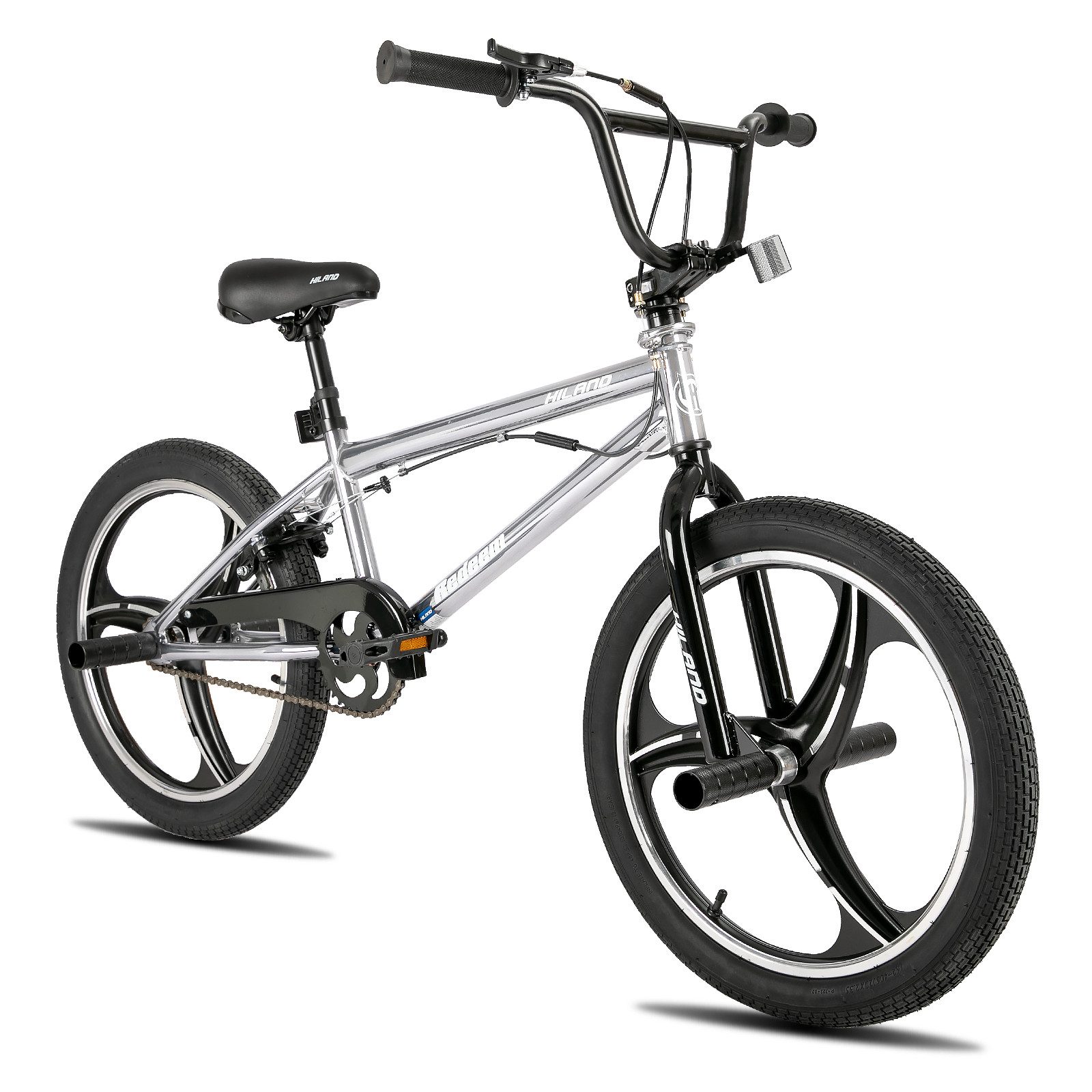 HILAND BMX-Rad 20 Inch 3 Spoke Kids BMX Bike for Boys Girls Ages 5-12, 360 Degree Rotor Freestyle, 4 Pegs Single Speed