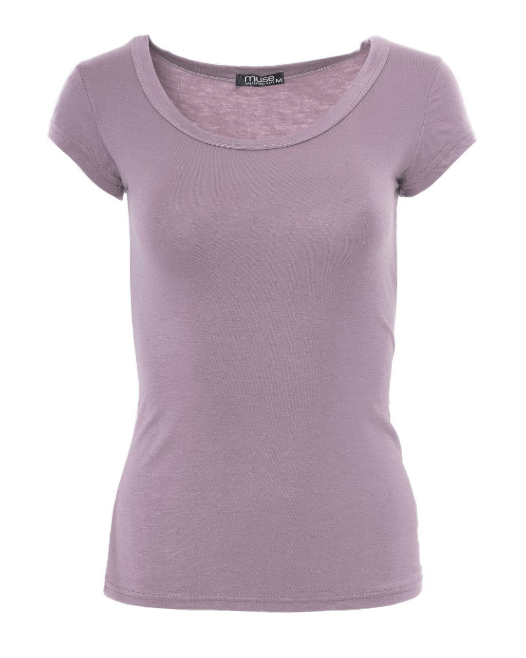 Muse T-Shirt Basic Kurzarm T-Shirt Skinny Fit 1001 mauve