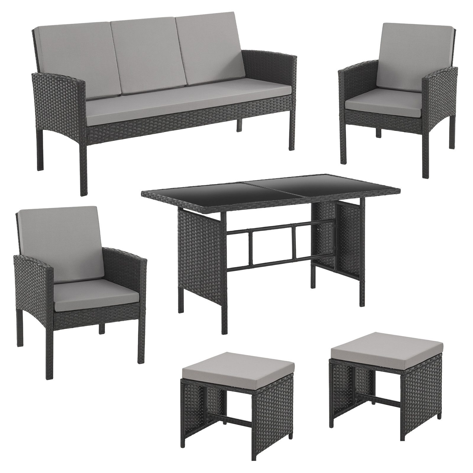 SVITA Gartenlounge-Set DENVER, (Gartenmöbel-Set), Essgruppe, Rattan, günstig online kaufen