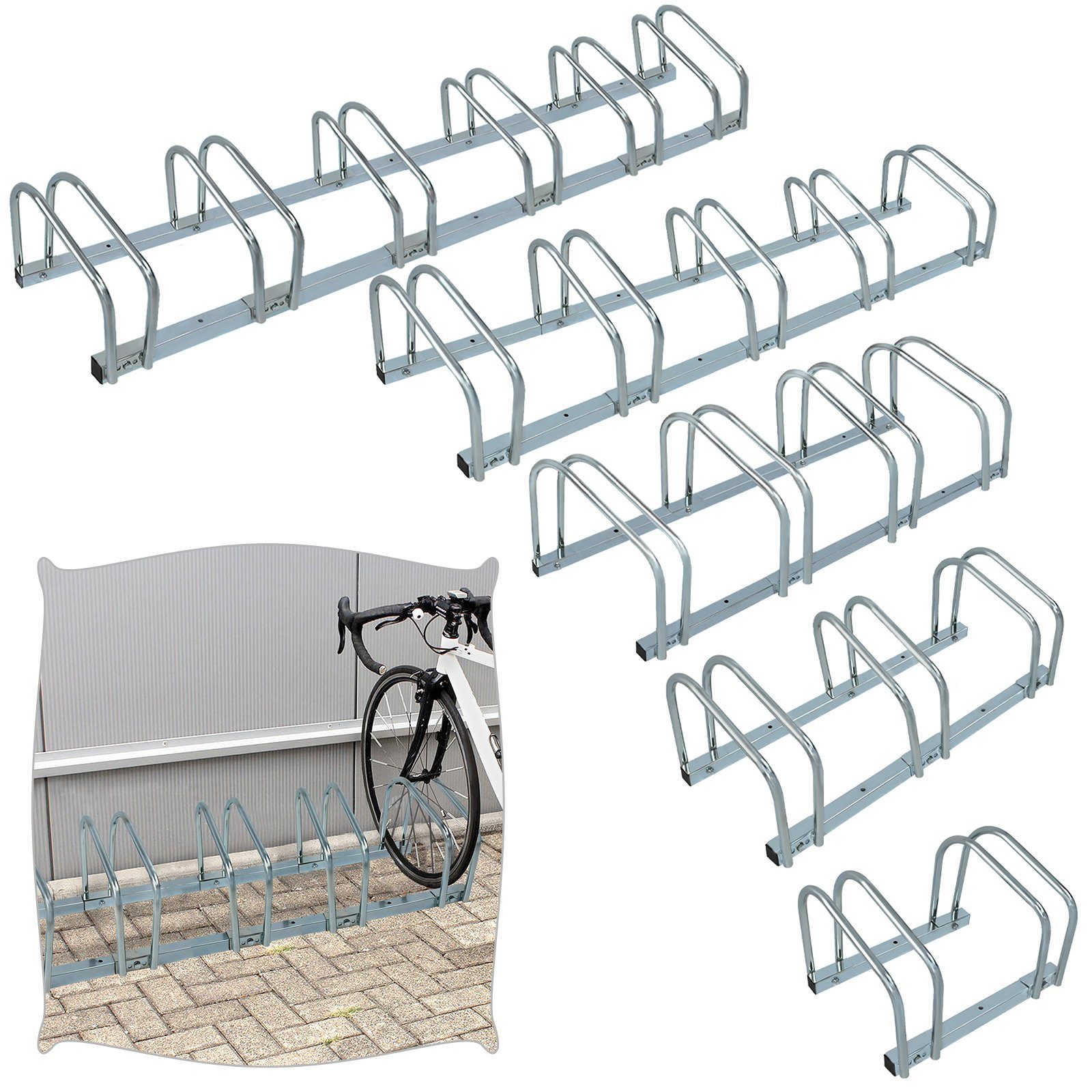 AUFUN Fahrradständer Metall Boden Ständer (6-St), Legierter Stahl Ständer