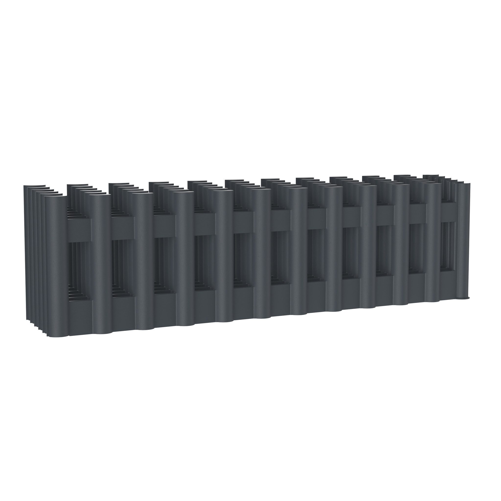 FIVMEN Rasenkante Holzoptik Rasenkanten Kunststoff Beeteinfassung Beetumrandung, 6/12 Stücke Anthrazit/Weiß(Element 43cm x 12 cm)