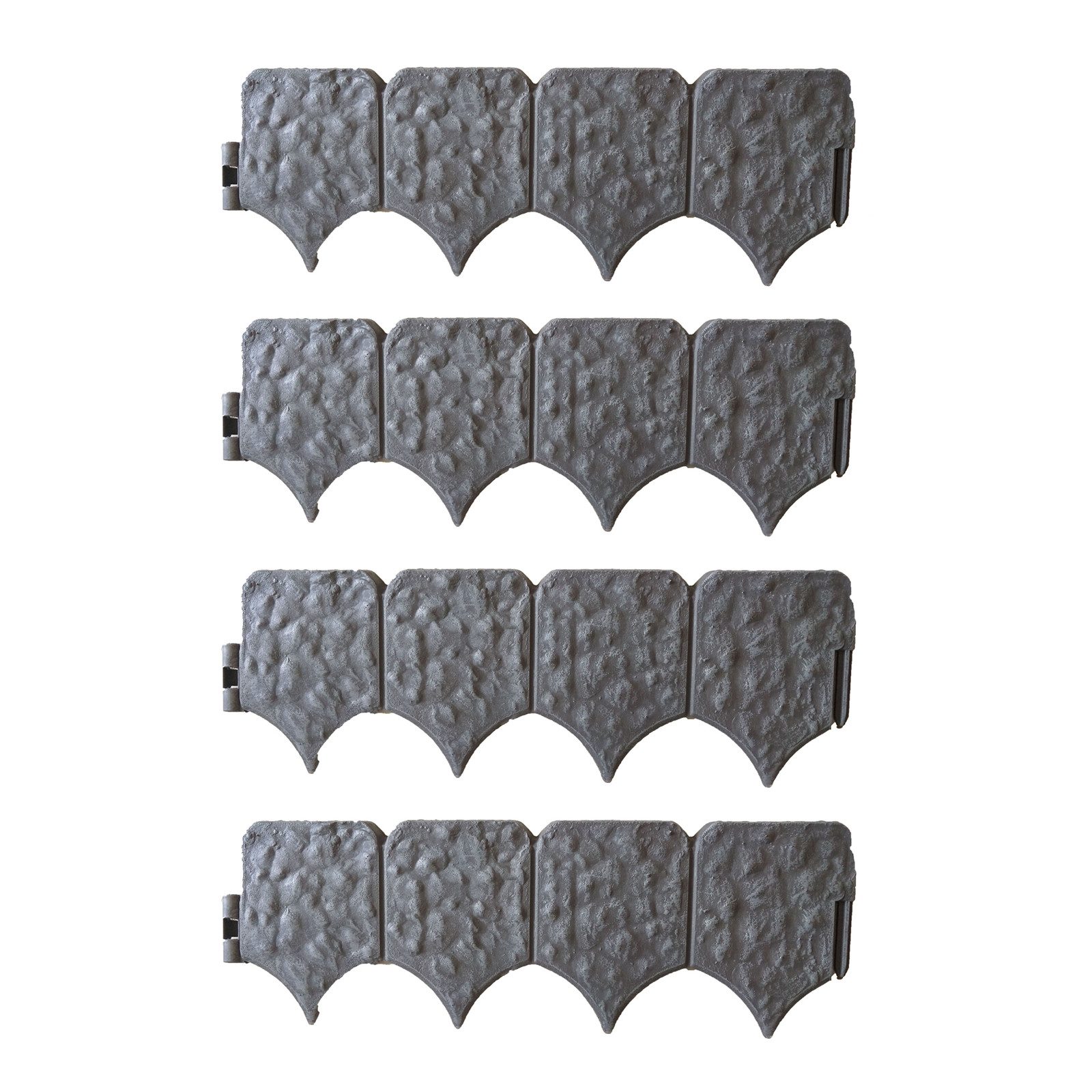 HTI-Living Beetumrandung Beetumrandung Nessa Stone 4-teilig Grau, LxH: 41x14 cm, Set, 4 Module, Beetbegrenzung Beeteinfassung