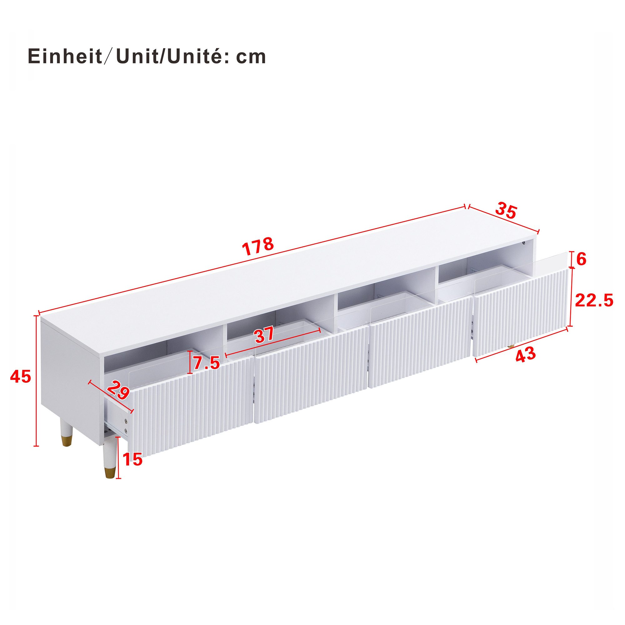 Ulife Lowboard TV-Schrank, Wohnzimmermöbel, TV-Board, große günstig online kaufen