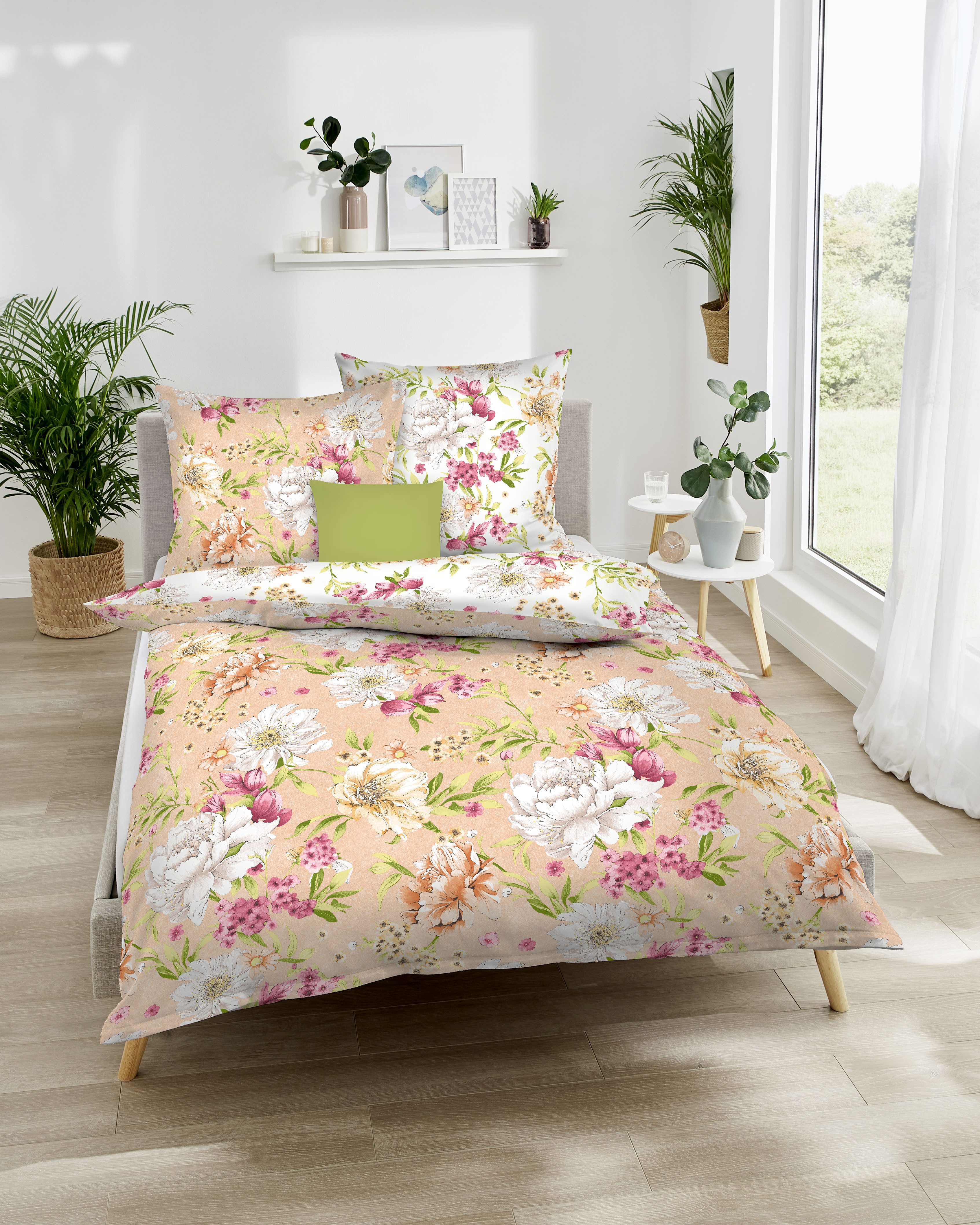 Kaeppel Wendebettwäsche Flirtation, Mako-Satin, 2 teilig, Mit Blumen