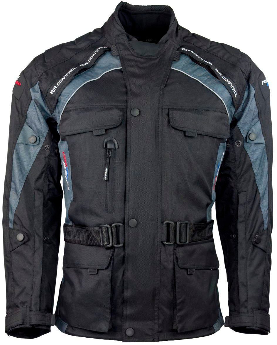 roleff Motorradjacke Liverpool RO Unisex, Mit Sicherheitsstreifen, 4 Taschen schwarz-grau