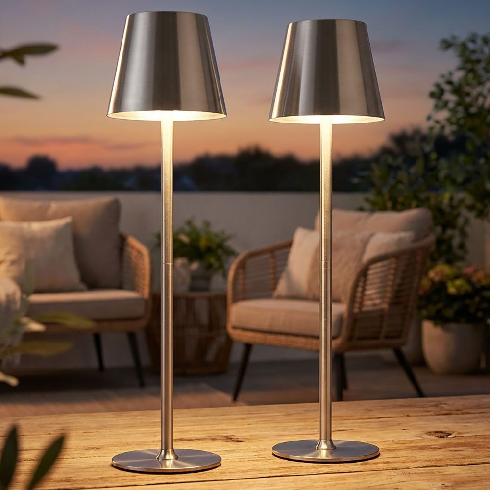 GLOBO LIGHTING LED Leselampe, LED-Leuchtmittel fest verbaut, Warmweiß, Tischlampe Tischleuchte Innen Außen Touchdimmer LED Gartenlampe 2x