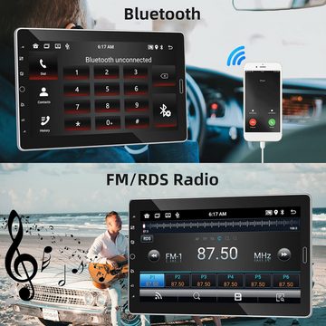 Hikity 10,1 Zoll Touchscreen Android 1 DIN mit GPS Rückfahrkamera Mikrofon Autoradio (Freisprecheinrichtung, Mirror Link Bluetooth FM/RDS)