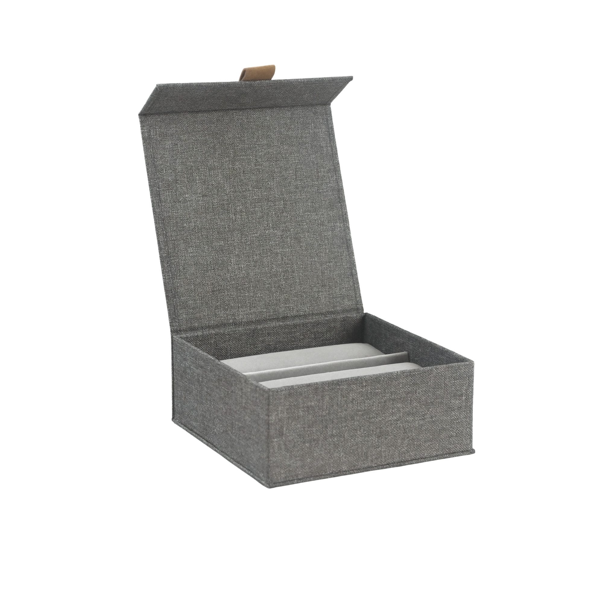 hausleben Uhrenbox Faltbar für 6 Uhren (Uhrenbox, 1 St., 1-teilige Uhrenbox mit integriertem Deckel für 6 Uhren), Faltbar, Mit Deckel, Leinenoptik, Platzsparend, Reisetauglich