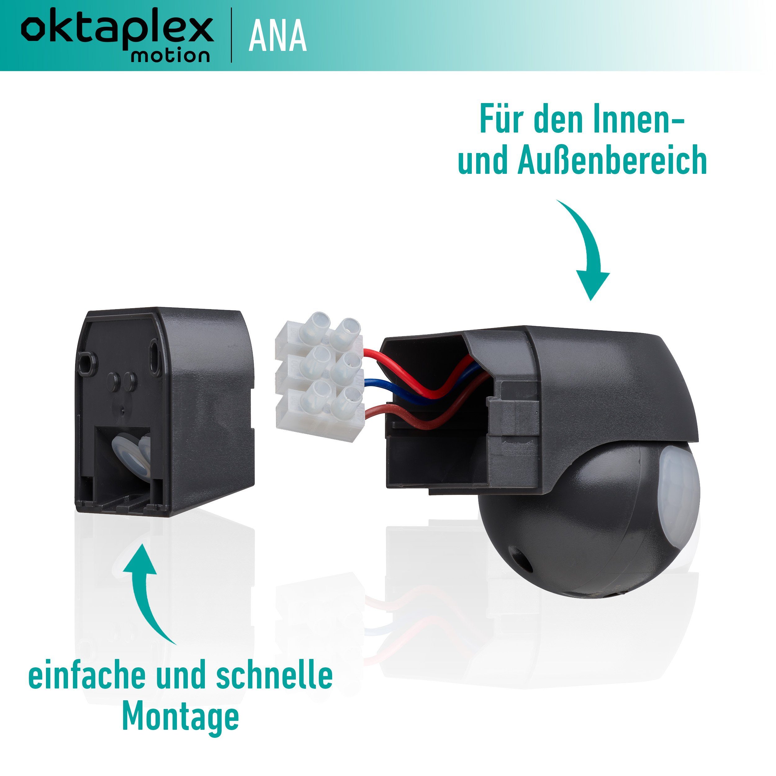 Ana motion Stück 2 Reichweite Oktaplex schwenkbar Aufputz Infrarotsensor / 180° 12m Bewegungsmelder 230V, IP44