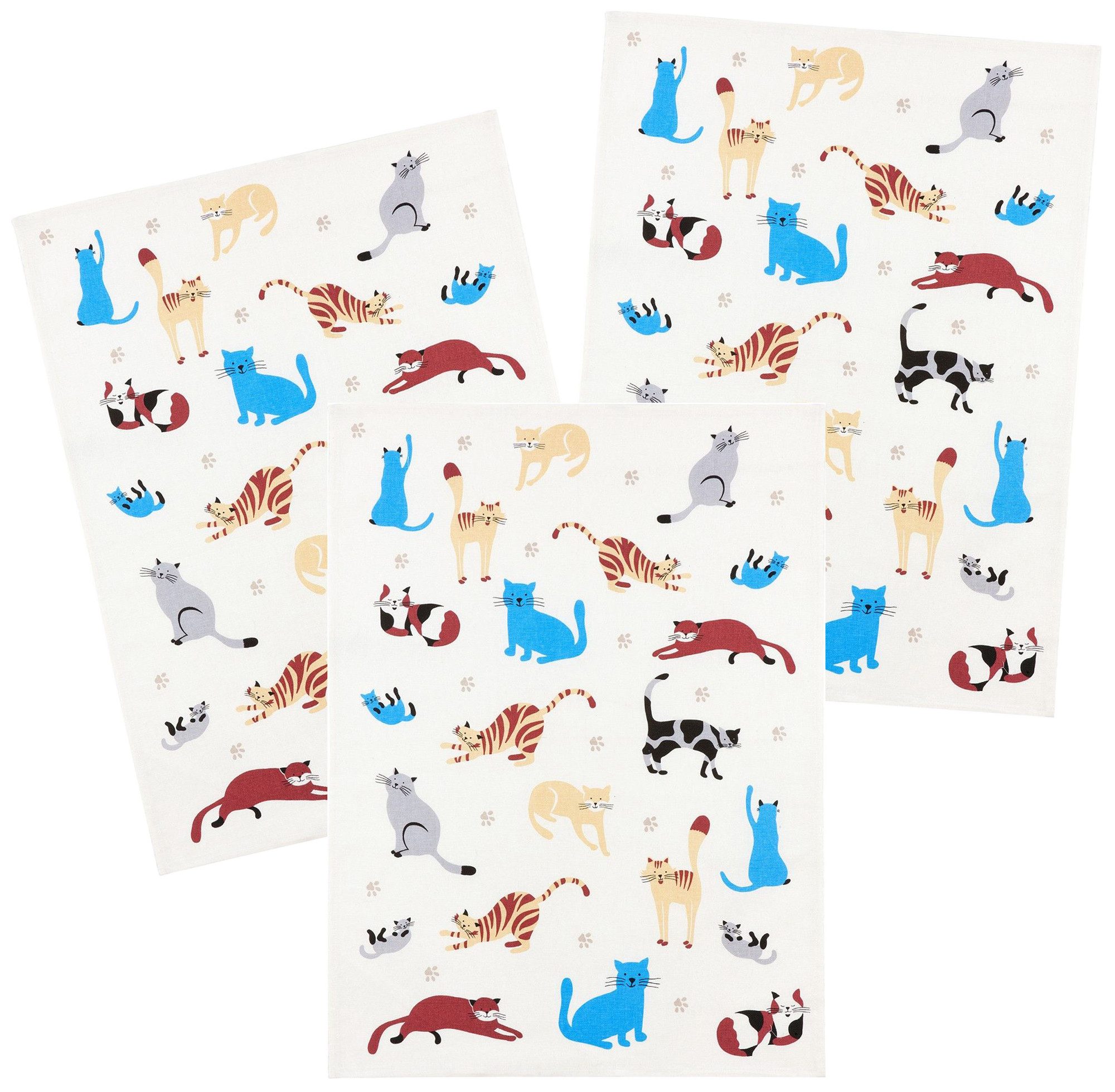 Kracht Geschirrtuch Katzenpfoten, (3-tlg., 3-teilig), 3er Pack Geschirrtüch günstig online kaufen