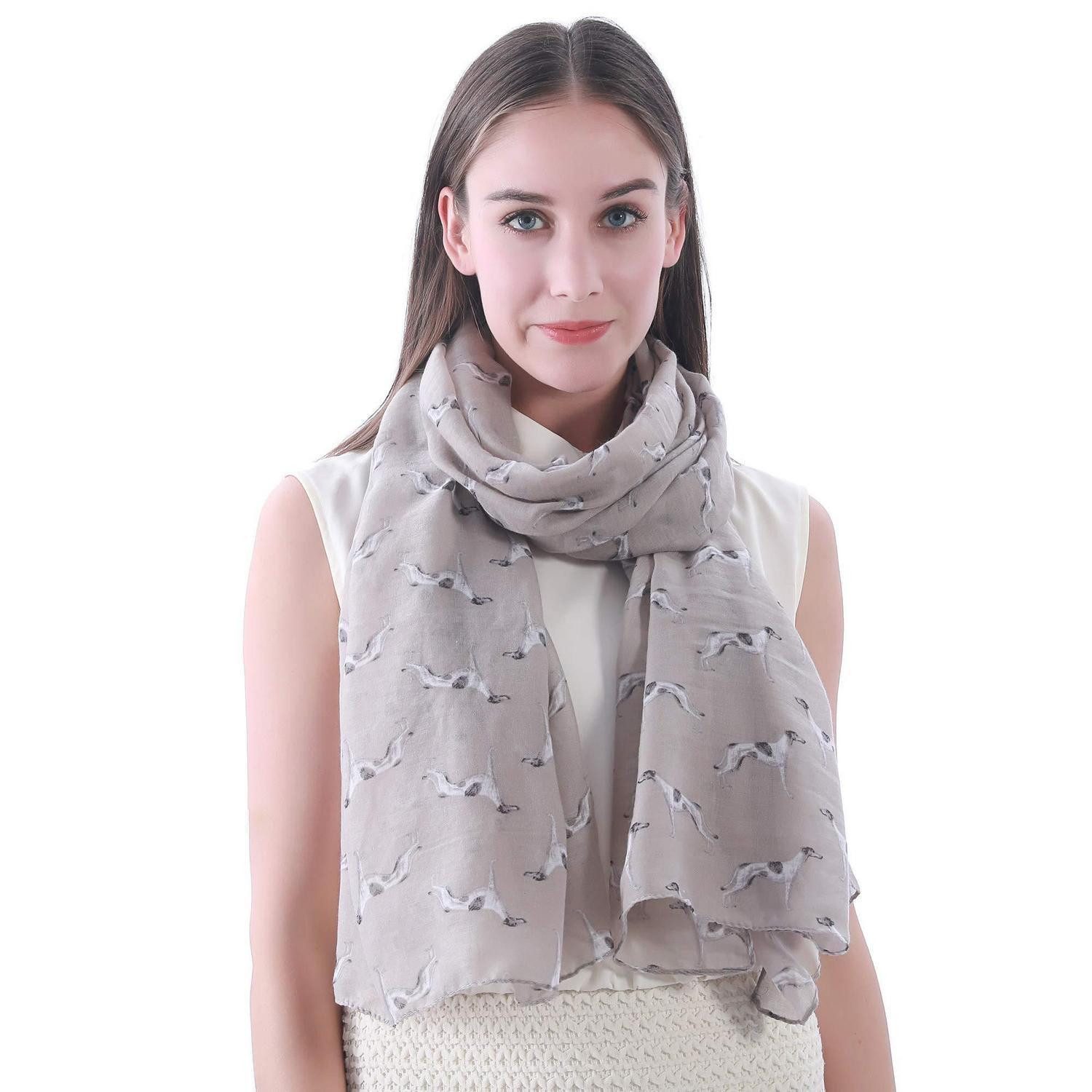 LuxusKollektion Modeschal Schal Damen Hundemotiv Khaki, (1-St)