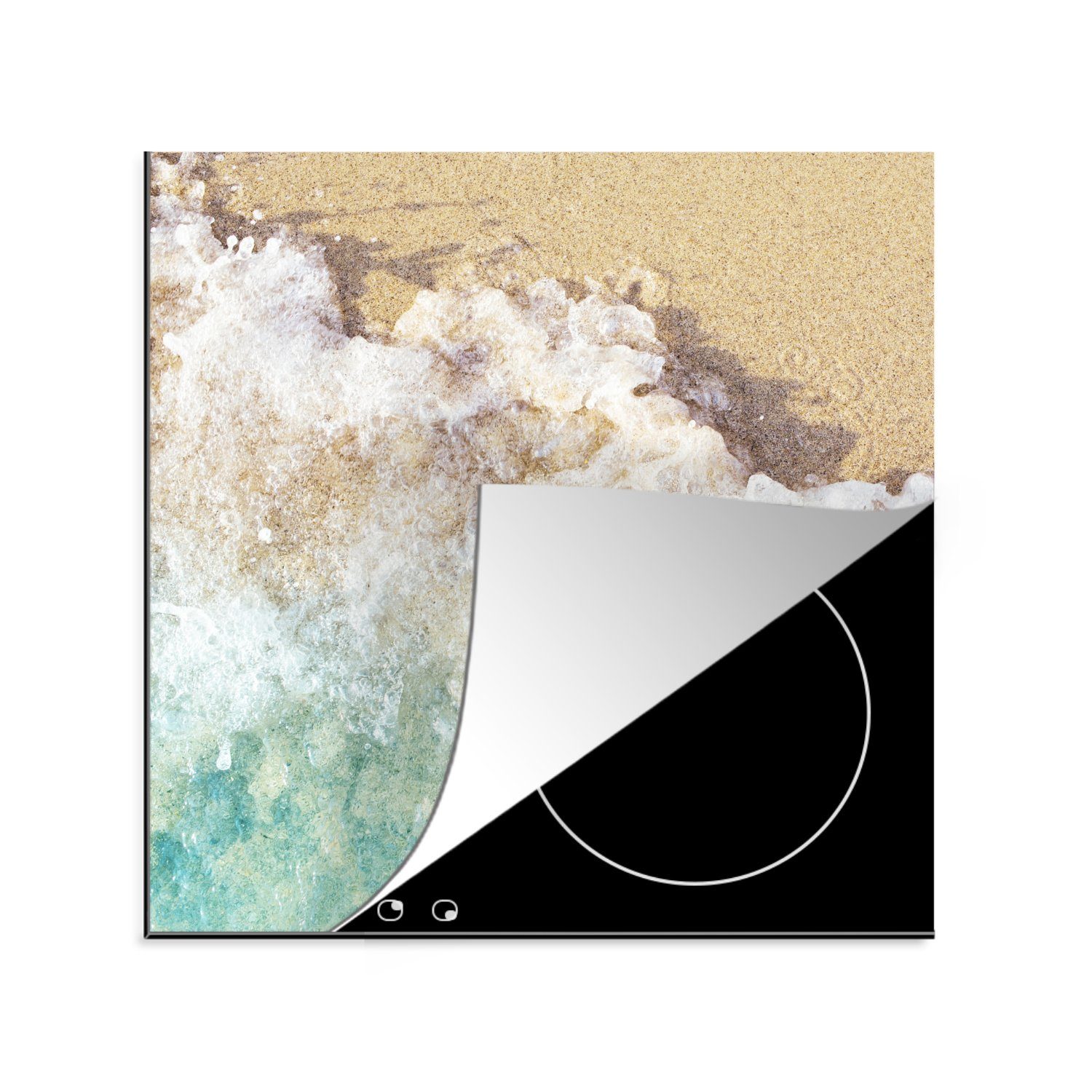MuchoWow Herdblende-/Abdeckplatte Induktionsschutz - Golf - Wasser - Strand, Vinyl, (1 tlg), 78x78 cm, Ceranfeldabdeckung, Arbeitsplatte für küche
