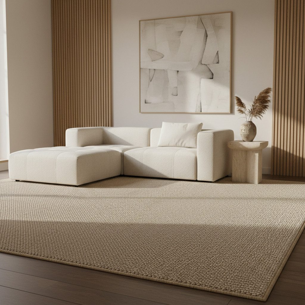 KADIMA DESIGN Teppich CIMA Wohnzimmer Schlafzimmer Waschbar Wohnzimmerteppich Esszimmer, Rechteckig, Höhe: 7 mm, Beige, 200x290 cm, Webteppich Strapazierfähig Uni Waschbar