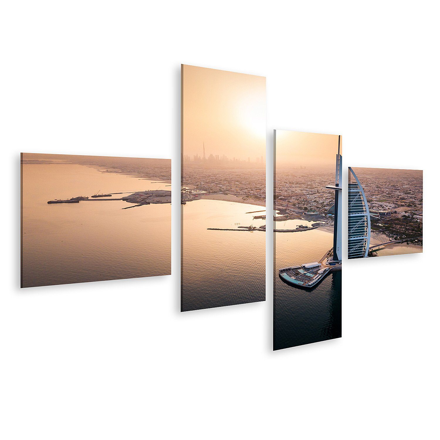 islandburner Leinwandbild Bild auf Leinwand Dubai Luftbild Seaside Skyline mit Luxus-Hotel Blick